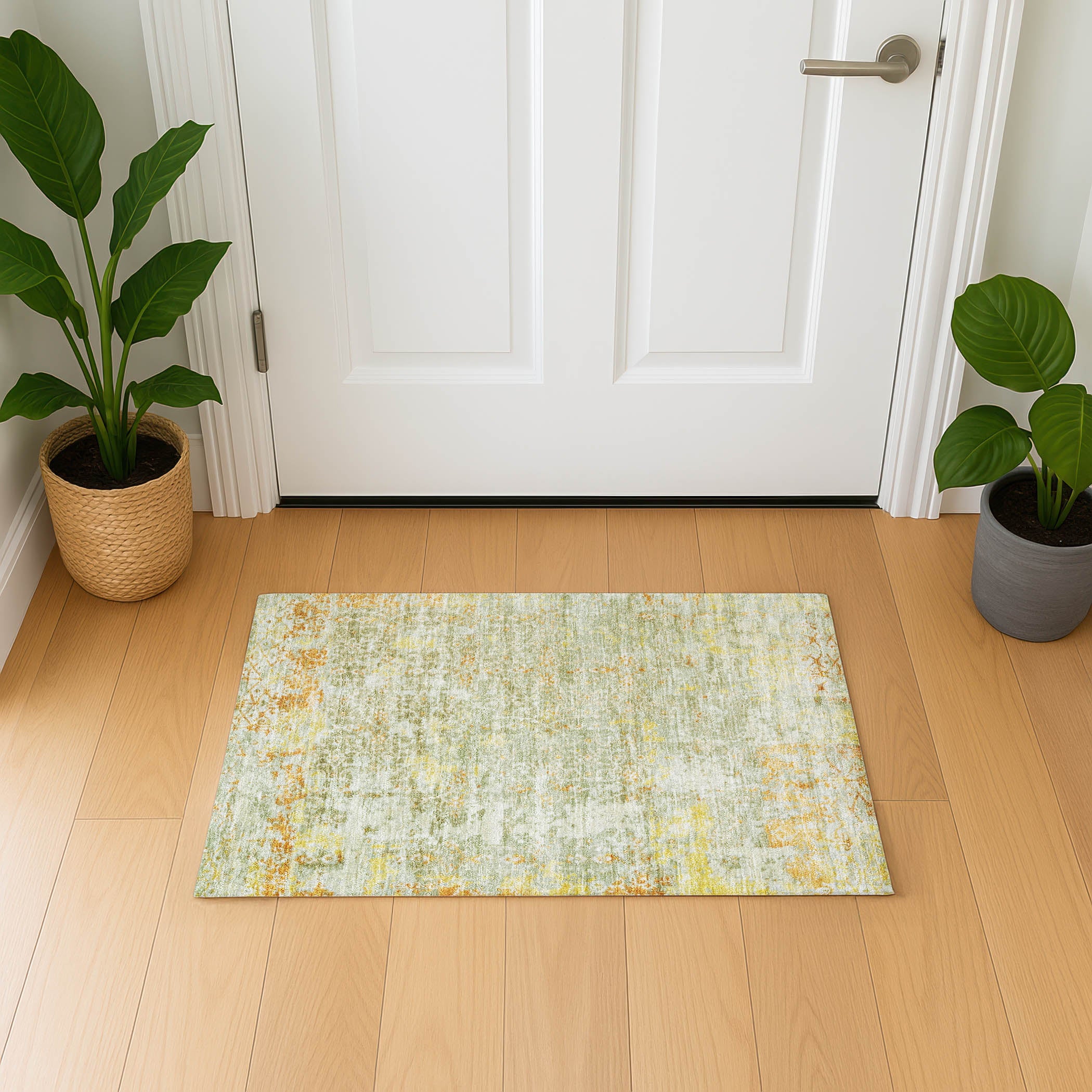 Reykjavik Machine Washable Transitional Sage Green Rug 1'8" x 2'6" #shape_Rectangle