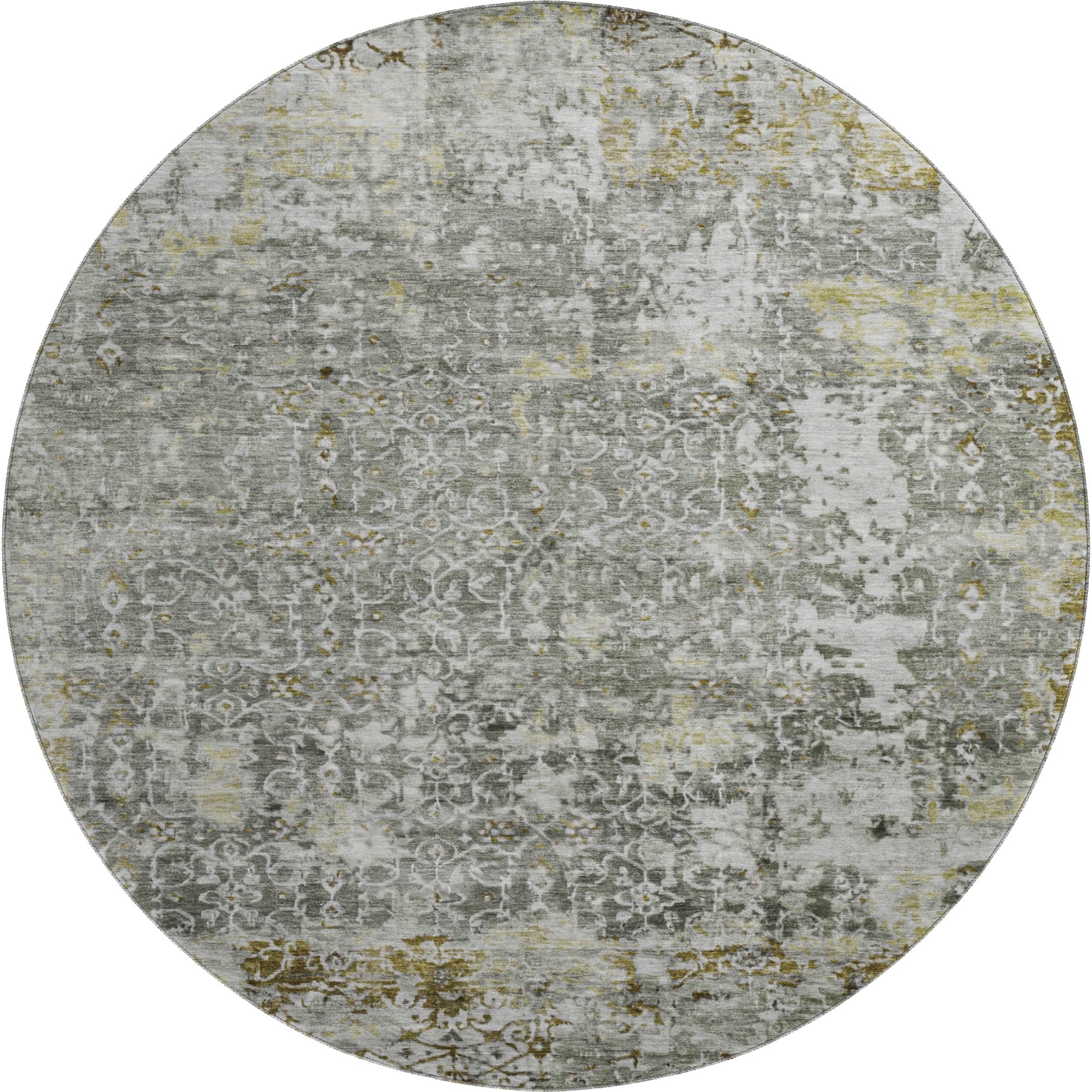 Reykjavik Machine Washable Transitional Taupe Brown Rug 8' x 8' #shape_Round