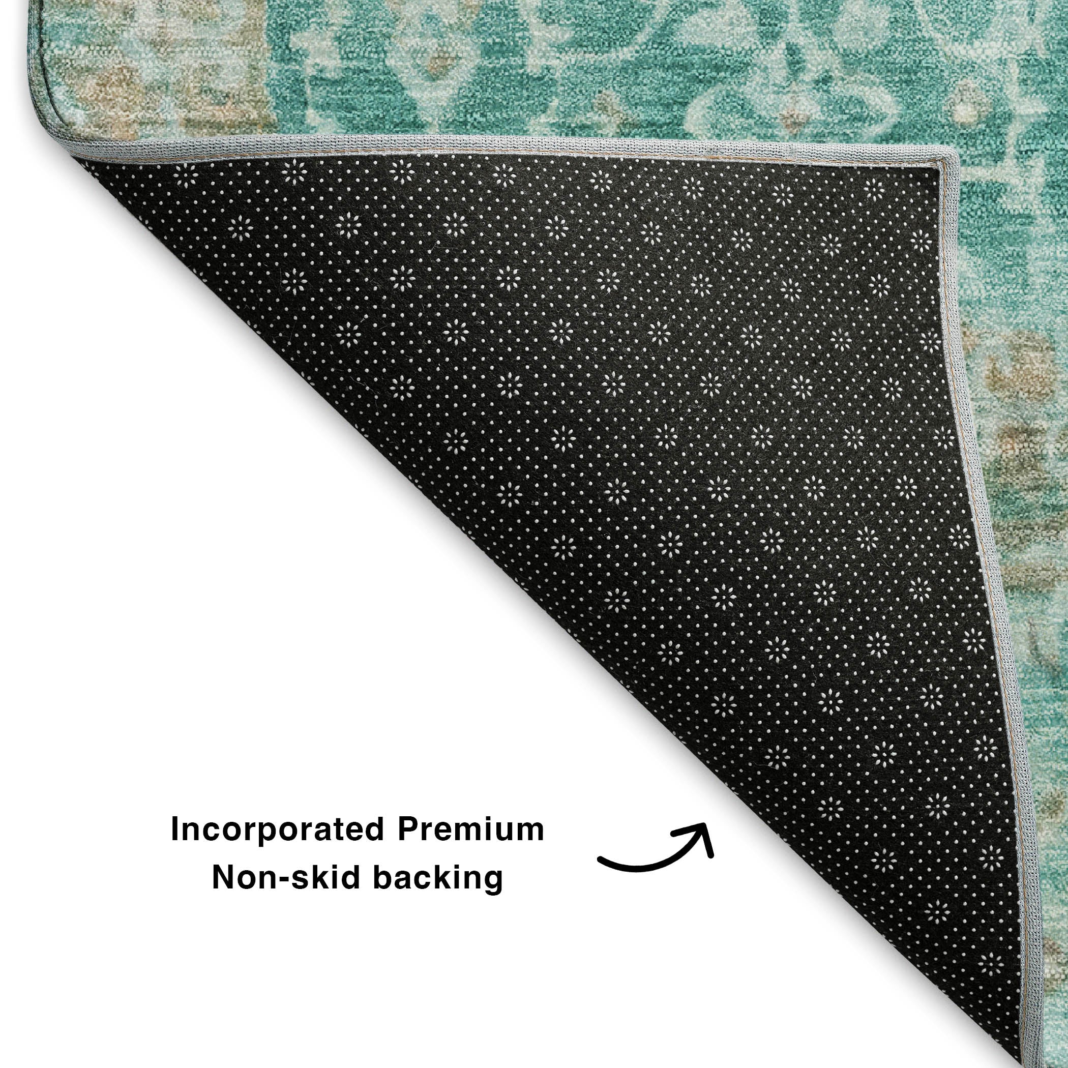 Reykjavik Machine Washable Transitional Teal Rug 1'8" x 2'6" #shape_Rectangle
