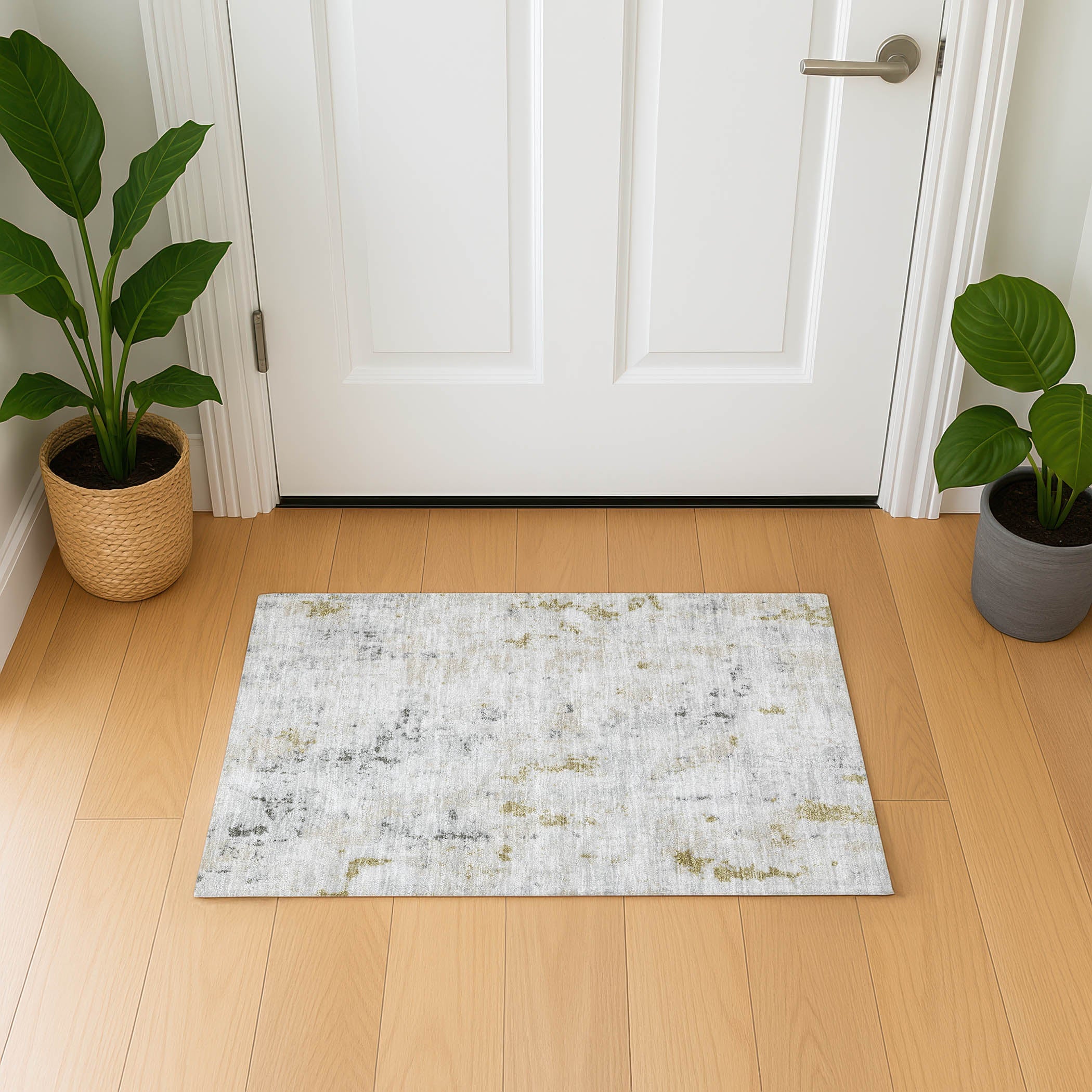 Chiang Mai Machine Washable Transitional Linen Ivory Rug 1'8" x 2'6" #shape_Rectangle