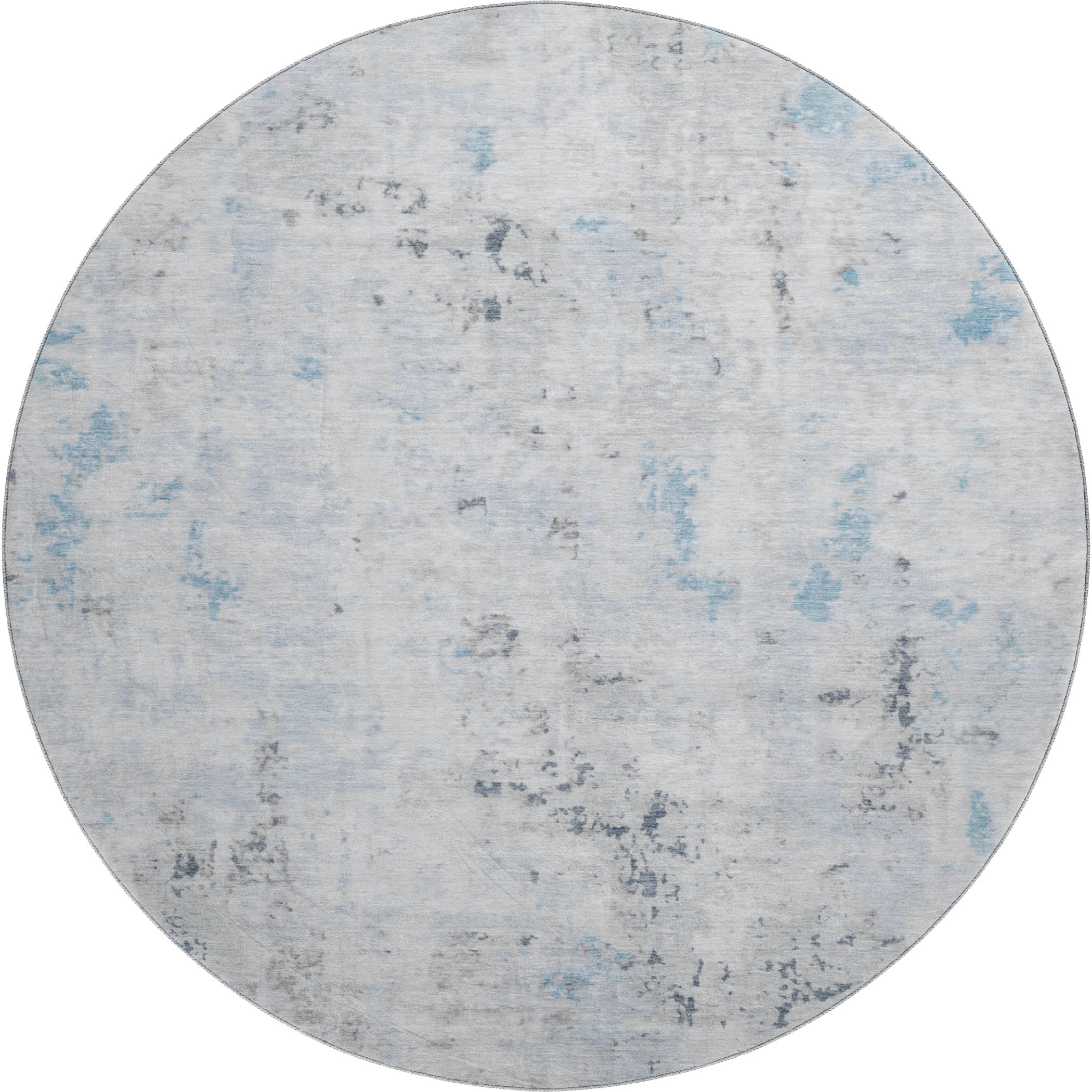 Chiang Mai Machine Washable Transitional Sky Blue Rug 8' x 8' #shape_Round