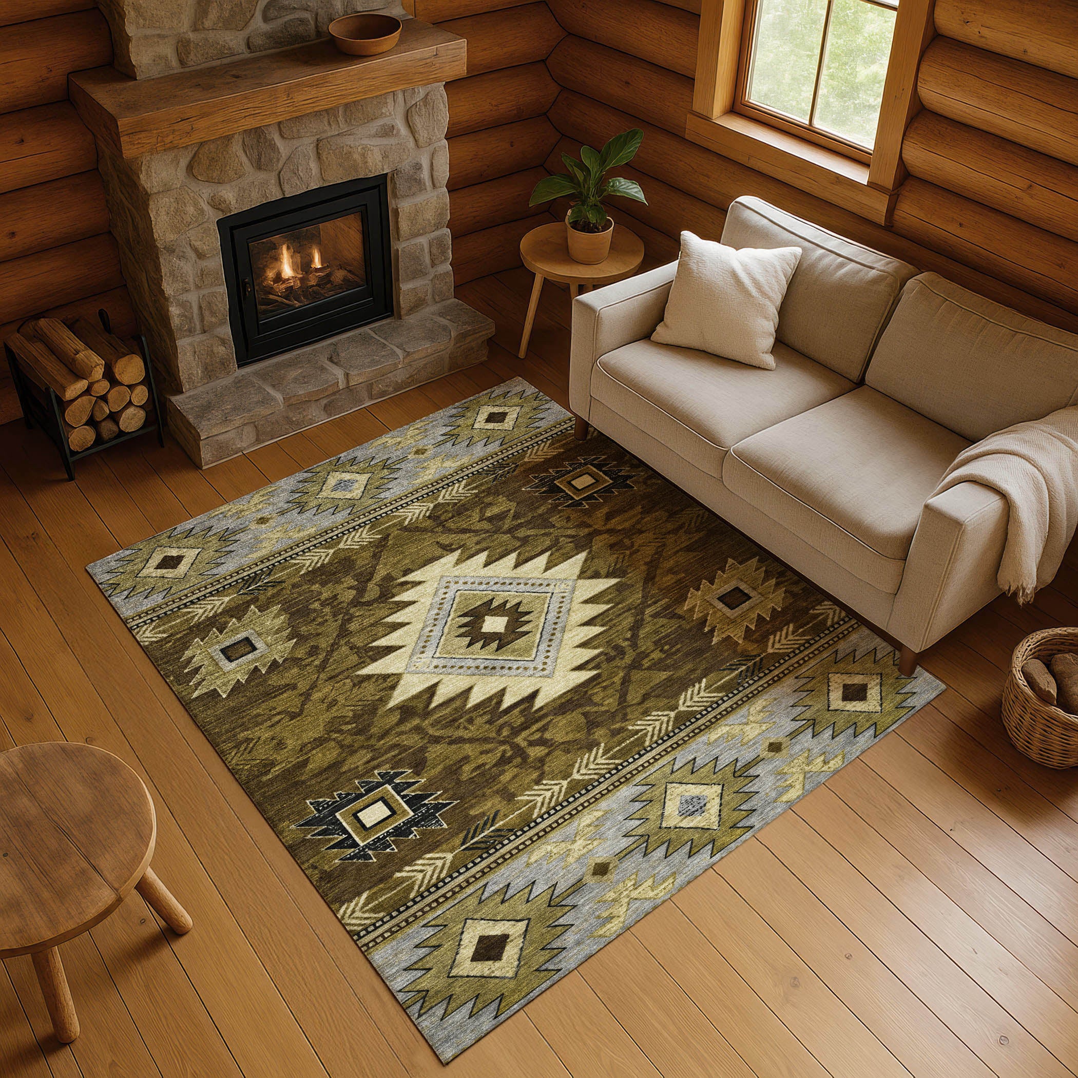 Valletta Machine Washable Transitional Brown Rug 2'6" x 3'10" #shape_Rectangle