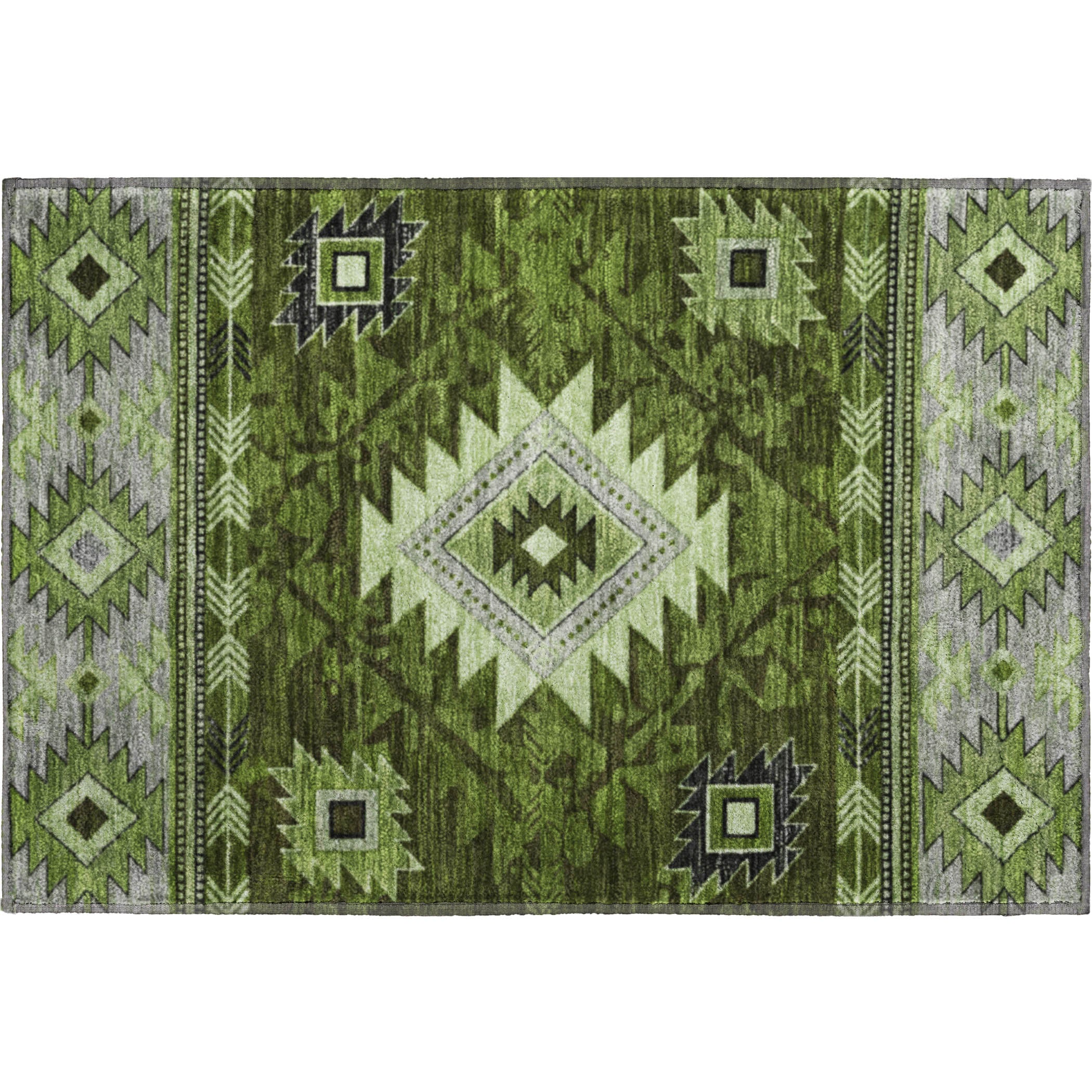Valletta Machine Washable Transitional Olive Green Rug 1'8" x 2'6" #shape_Rectangle