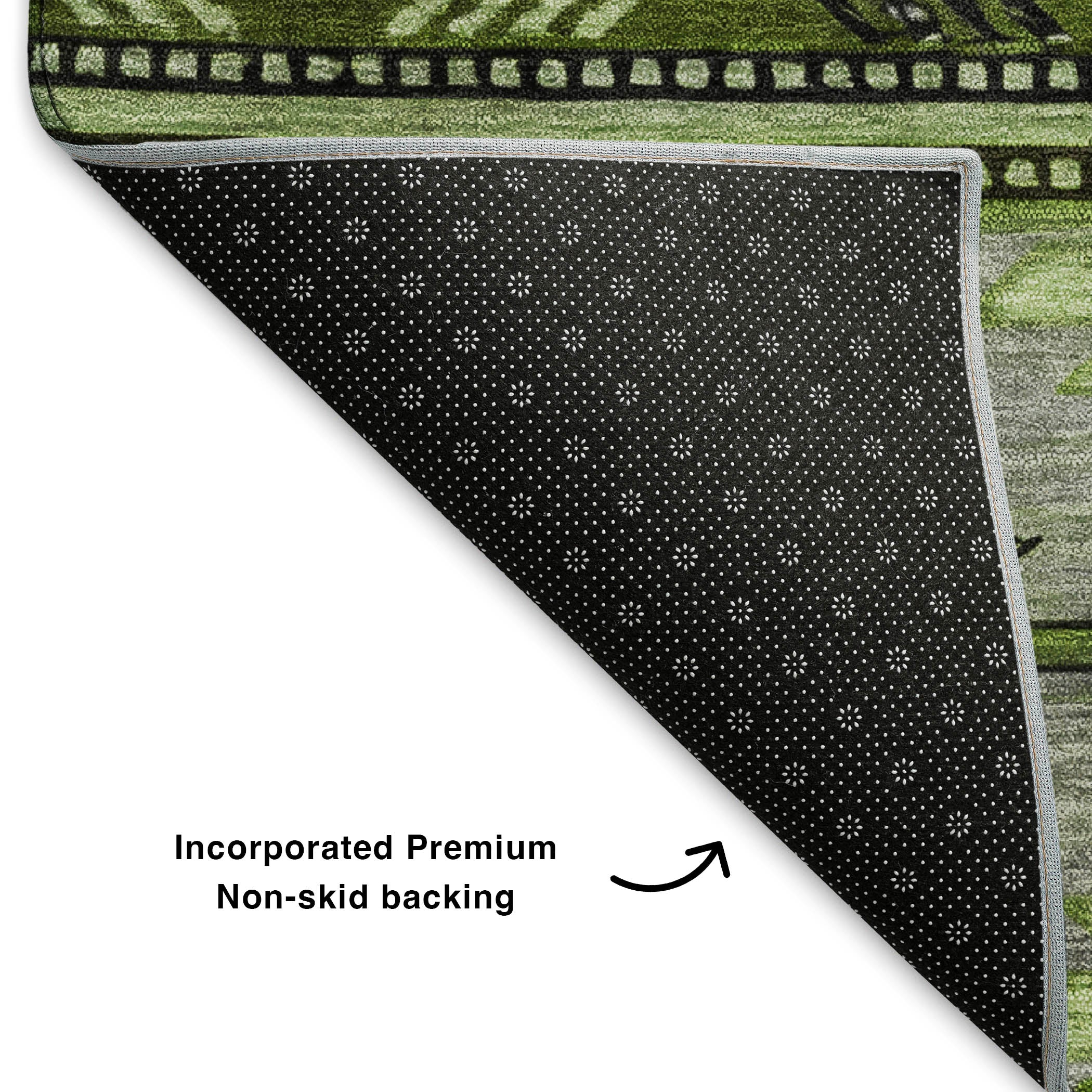 Valletta Machine Washable Transitional Olive Green Rug 1'8" x 2'6" #shape_Rectangle
