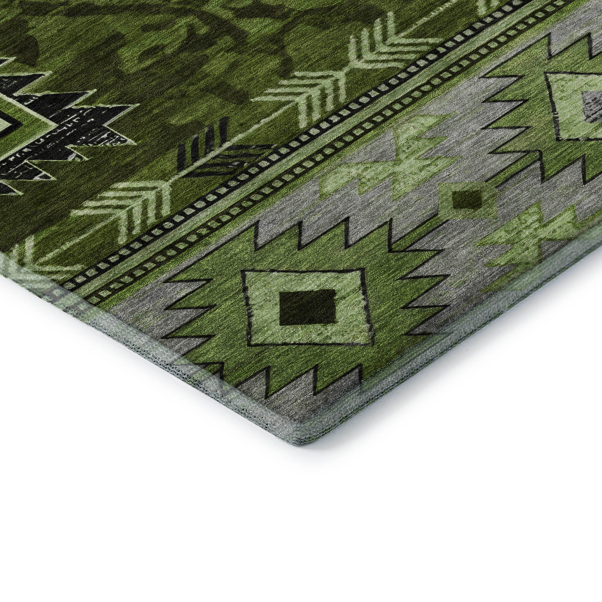 Valletta Machine Washable Transitional Olive Green Rug 1'8" x 2'6" #shape_Rectangle