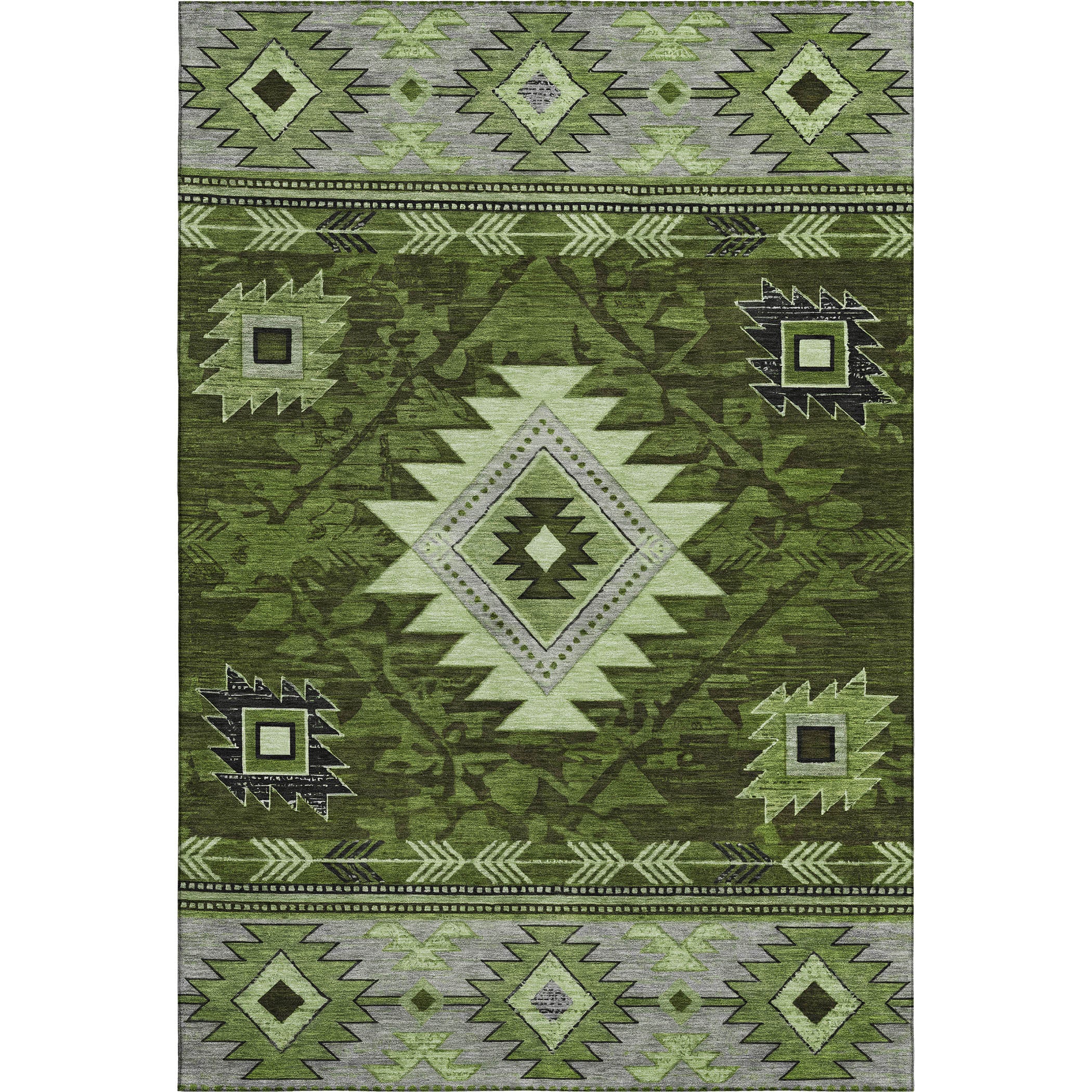 Valletta Machine Washable Transitional Olive Green Rug 2'6" x 3'10" #shape_Rectangle