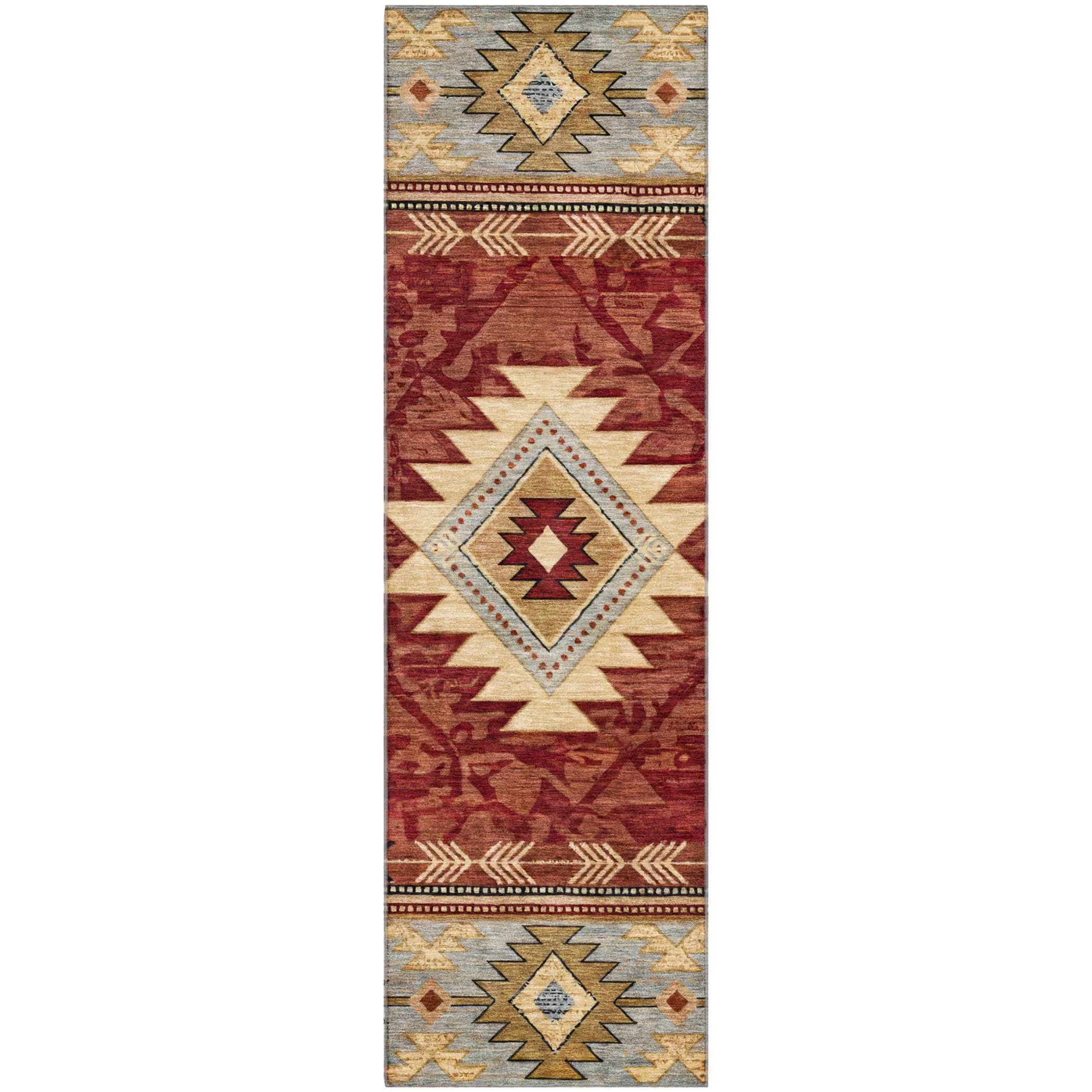 Valletta Machine Washable Transitional Paprika Orange Rug 2'3" x 7'6" #shape_Runner