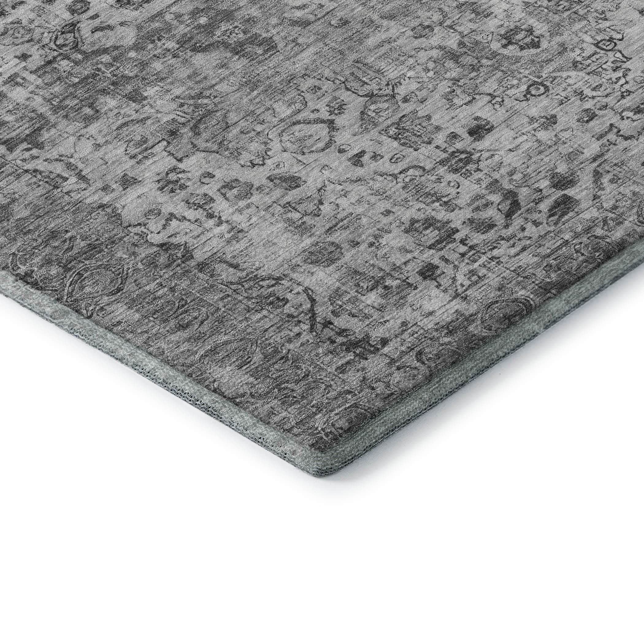 Kotor Machine Washable Traditional Gray Rug 1'8" x 2'6" #shape_Rectangle