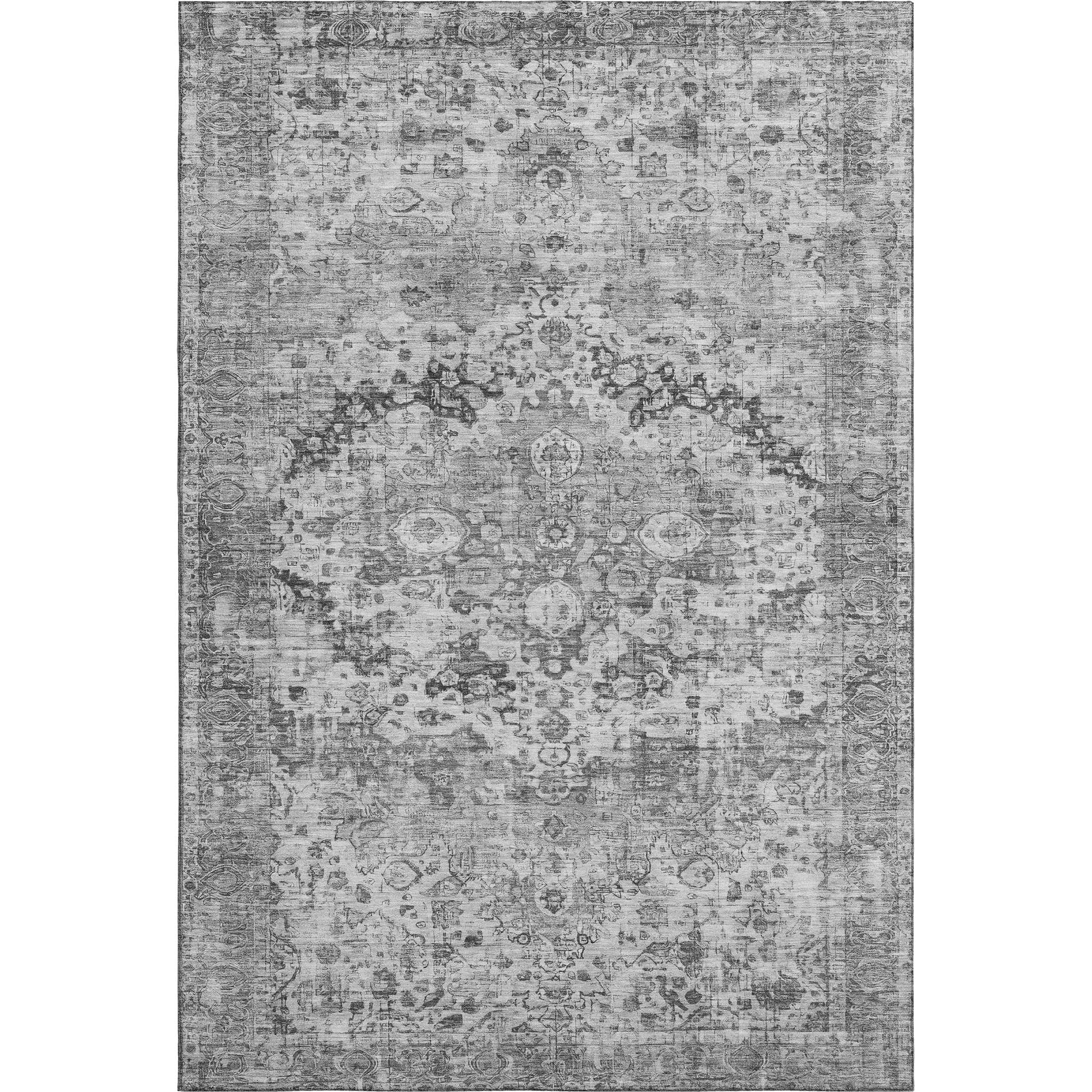 Kotor Machine Washable Traditional Gray Rug 2'6" x 3'10" #shape_Rectangle