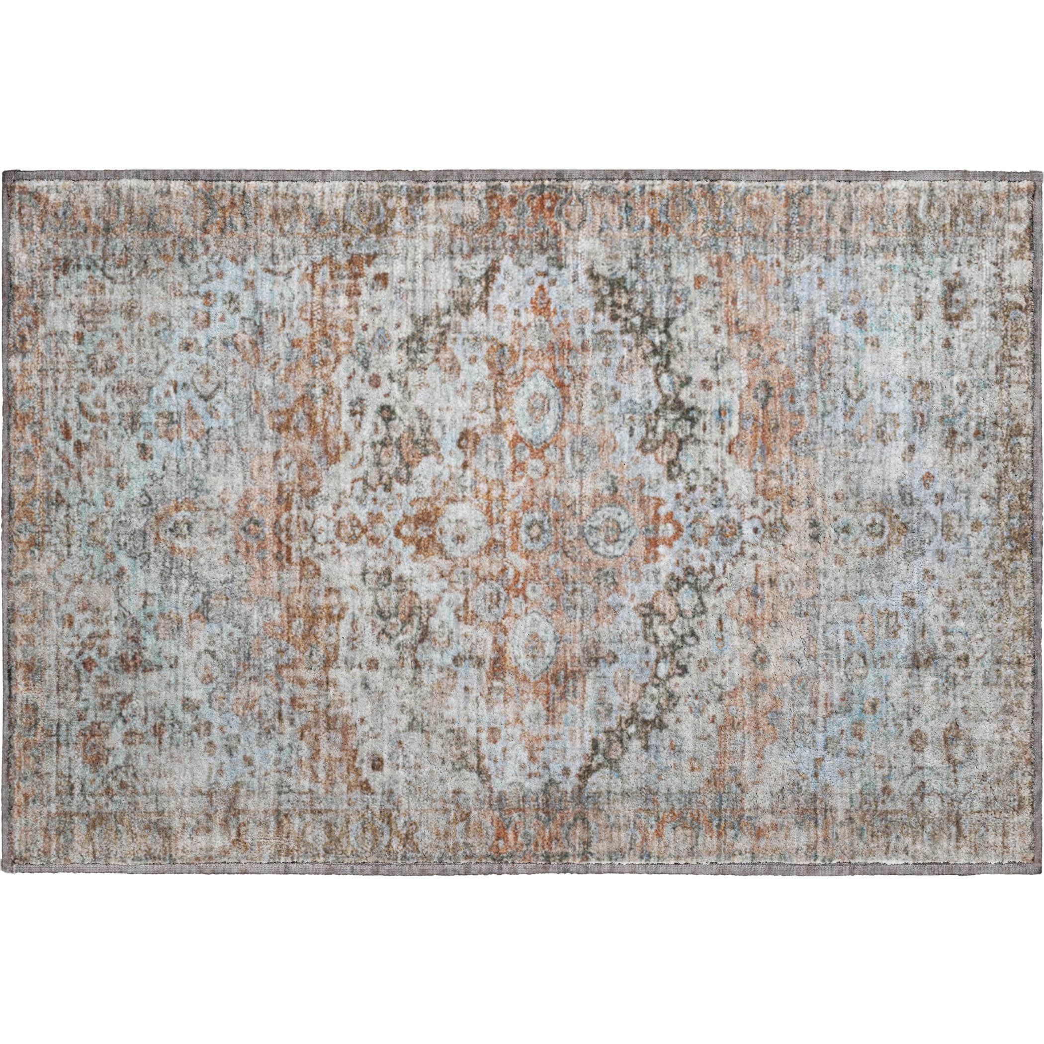 Kotor Machine Washable Traditional Paprika Orange Rug 1'8" x 2'6" #shape_Rectangle