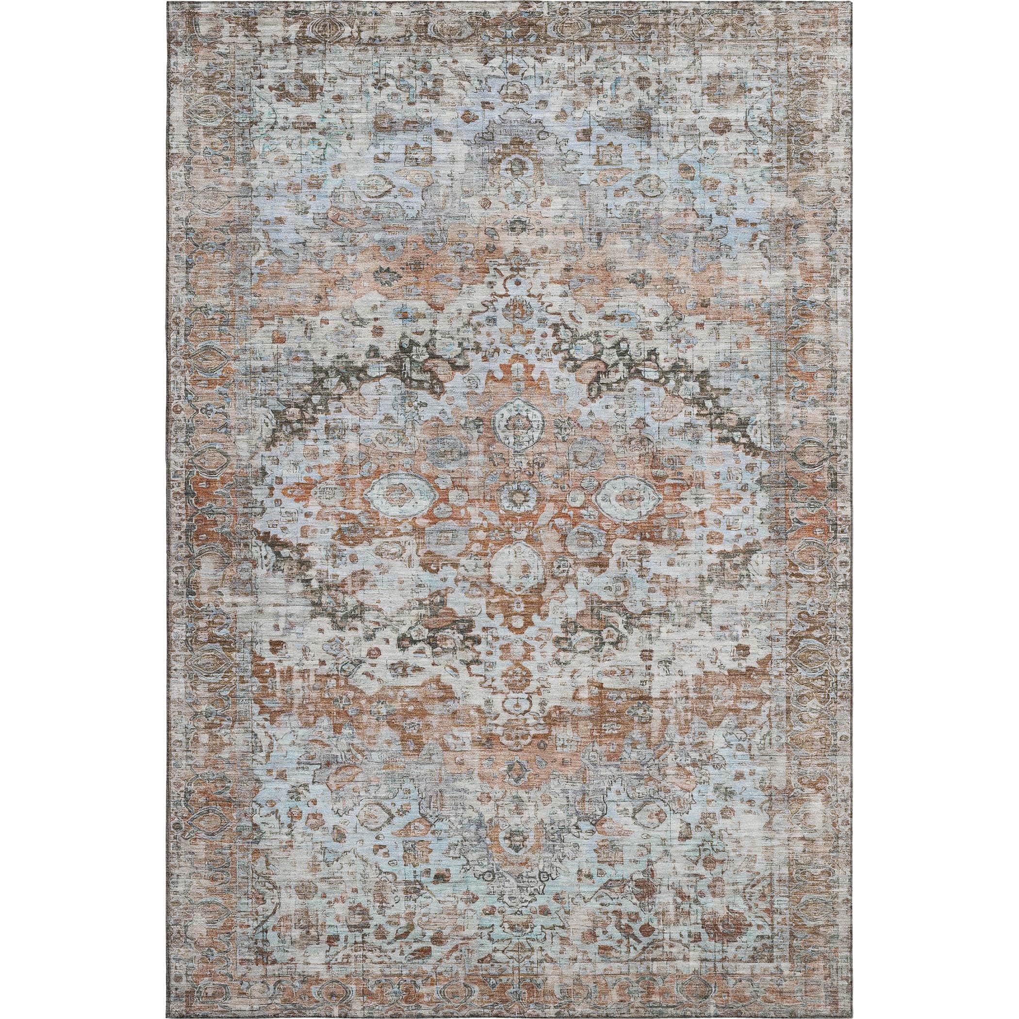 Kotor Machine Washable Traditional Paprika Orange Rug 2'6" x 3'10" #shape_Rectangle