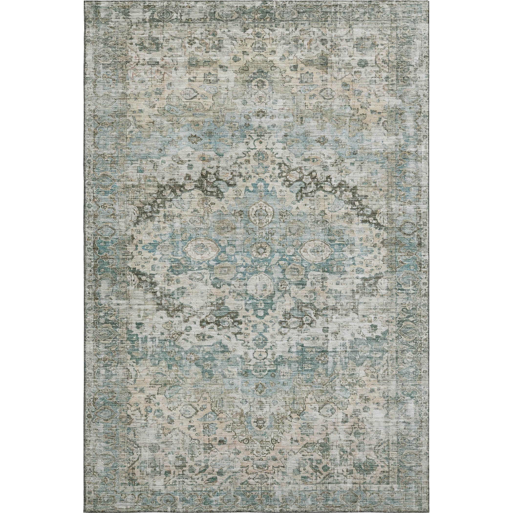 Kotor Machine Washable Traditional Sage Green Rug 2'6" x 3'10" #shape_Rectangle
