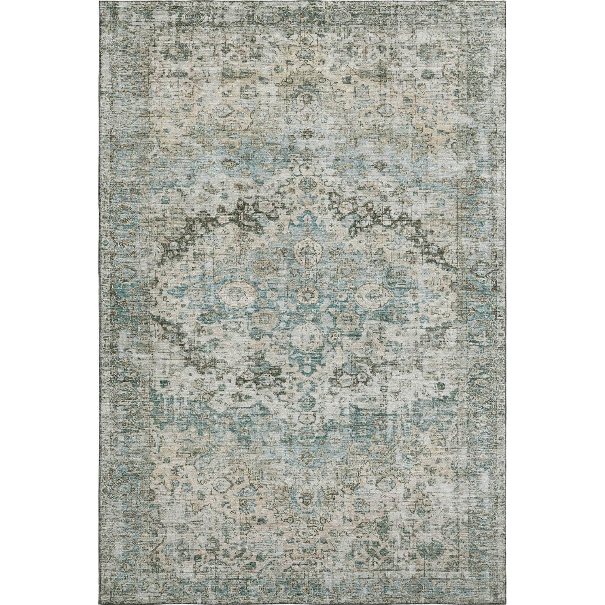 Kotor Machine Washable Traditional Sage Green Rug 2'6" x 3'10" #shape_Rectangle