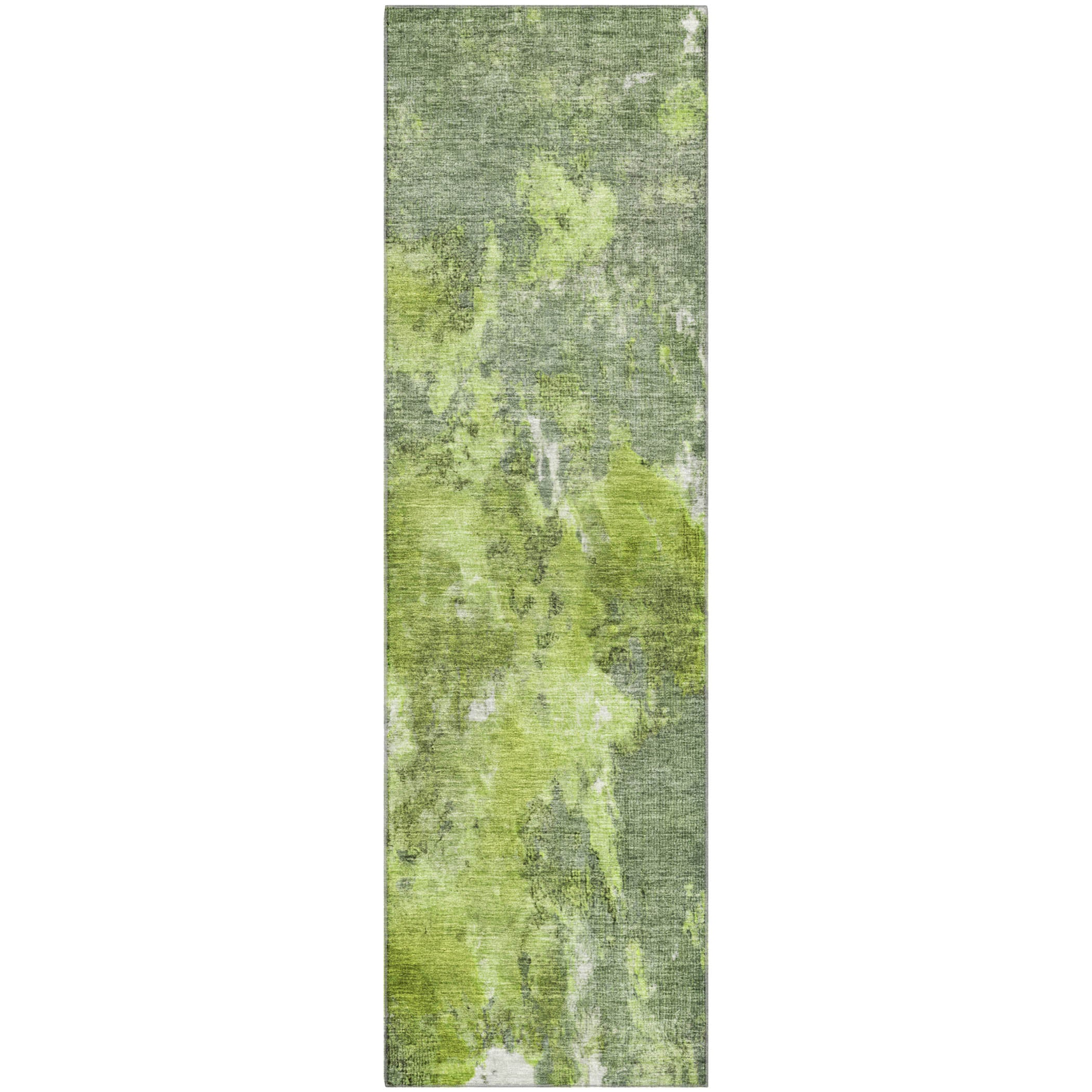Queenstown Machine Washable Transitional Aloe Green Rug 2'3" x 7'6" #shape_Runner