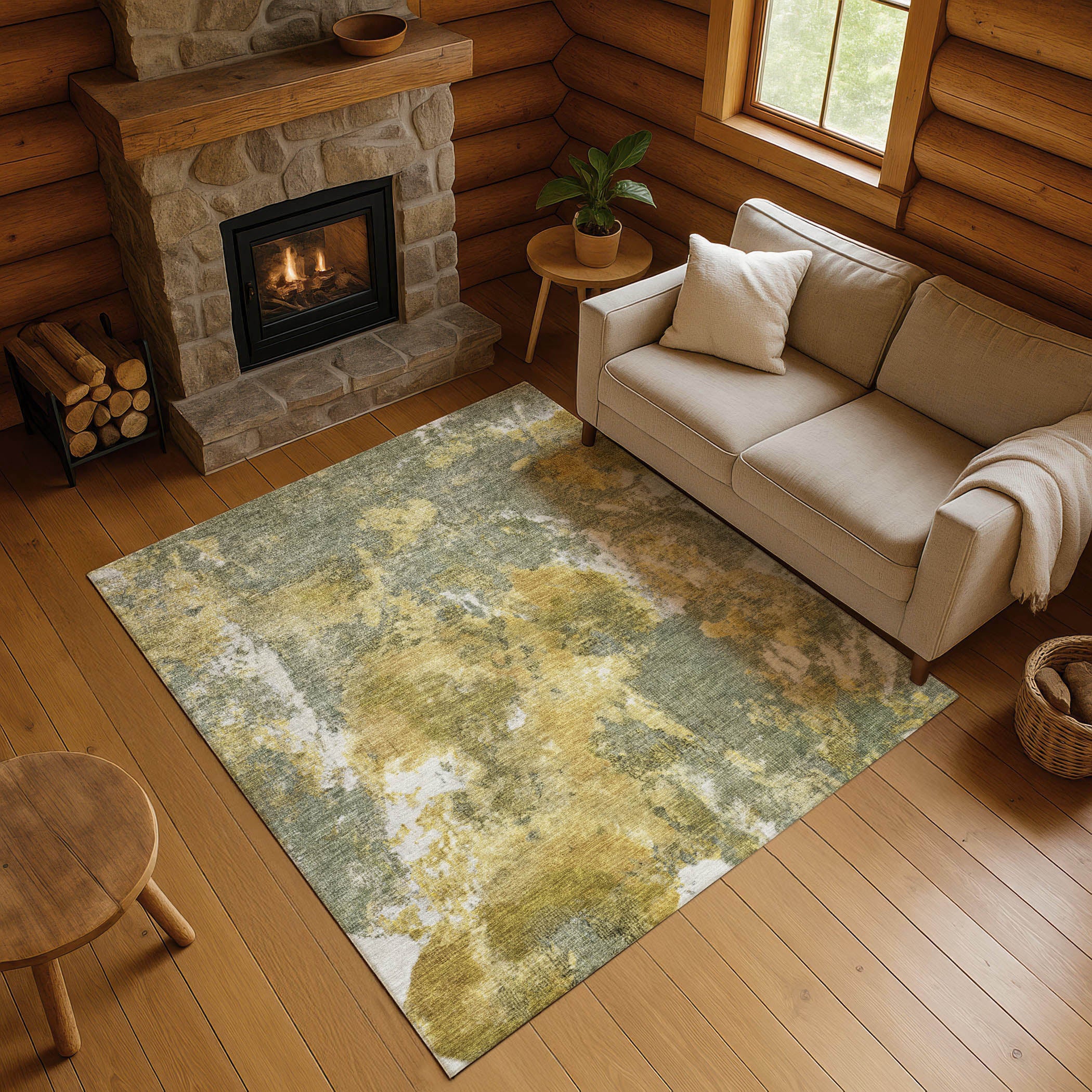 Queenstown Machine Washable Transitional Taupe Brown Rug 2'6" x 3'10" #shape_Rectangle