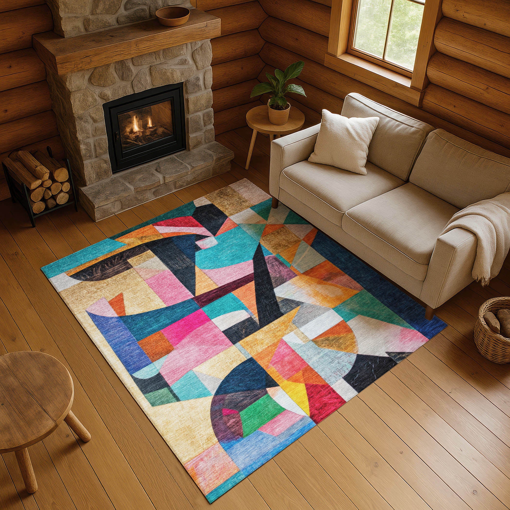 Lucerne Machine Washable Transitional Blue Rug 2'6" x 3'10" #shape_Rectangle