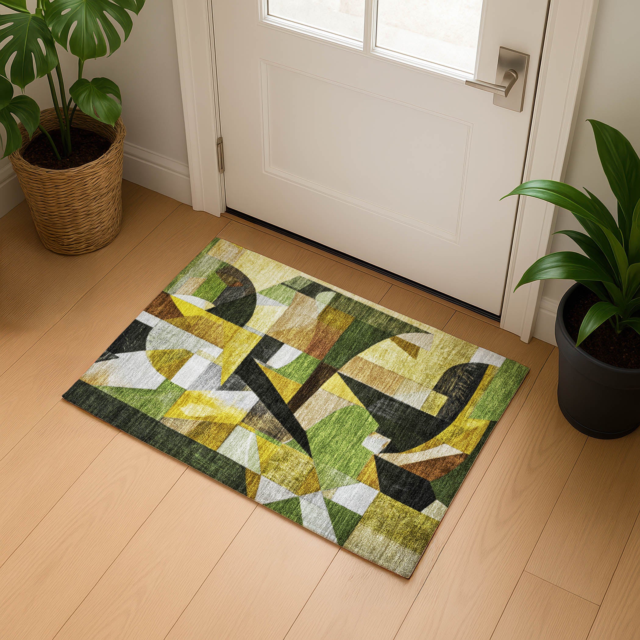 Lucerne Machine Washable Transitional Green Rug 1'8" x 2'6" #shape_Rectangle