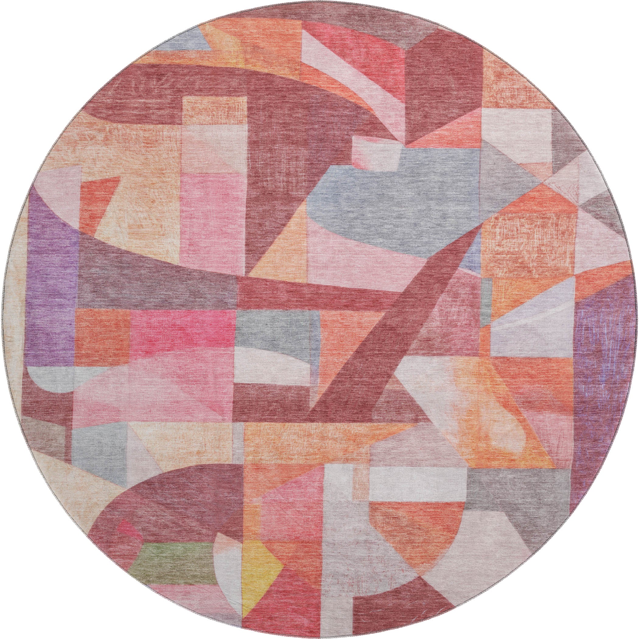 Lucerne Machine Washable Transitional Paprika Orange Rug 8' x 8' #shape_Round