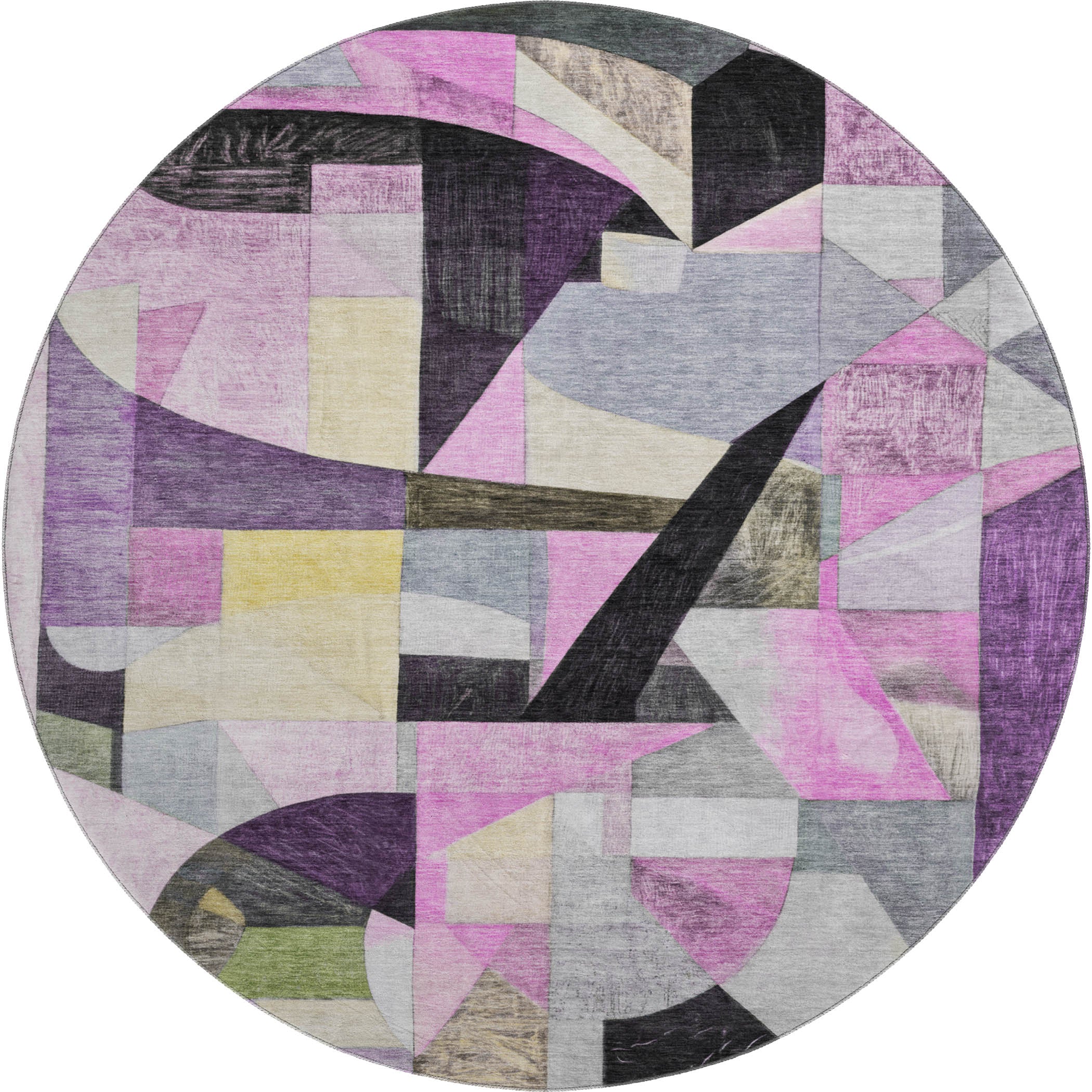 Lucerne Machine Washable Transitional Purple Rug 8' x 8' #shape_Round