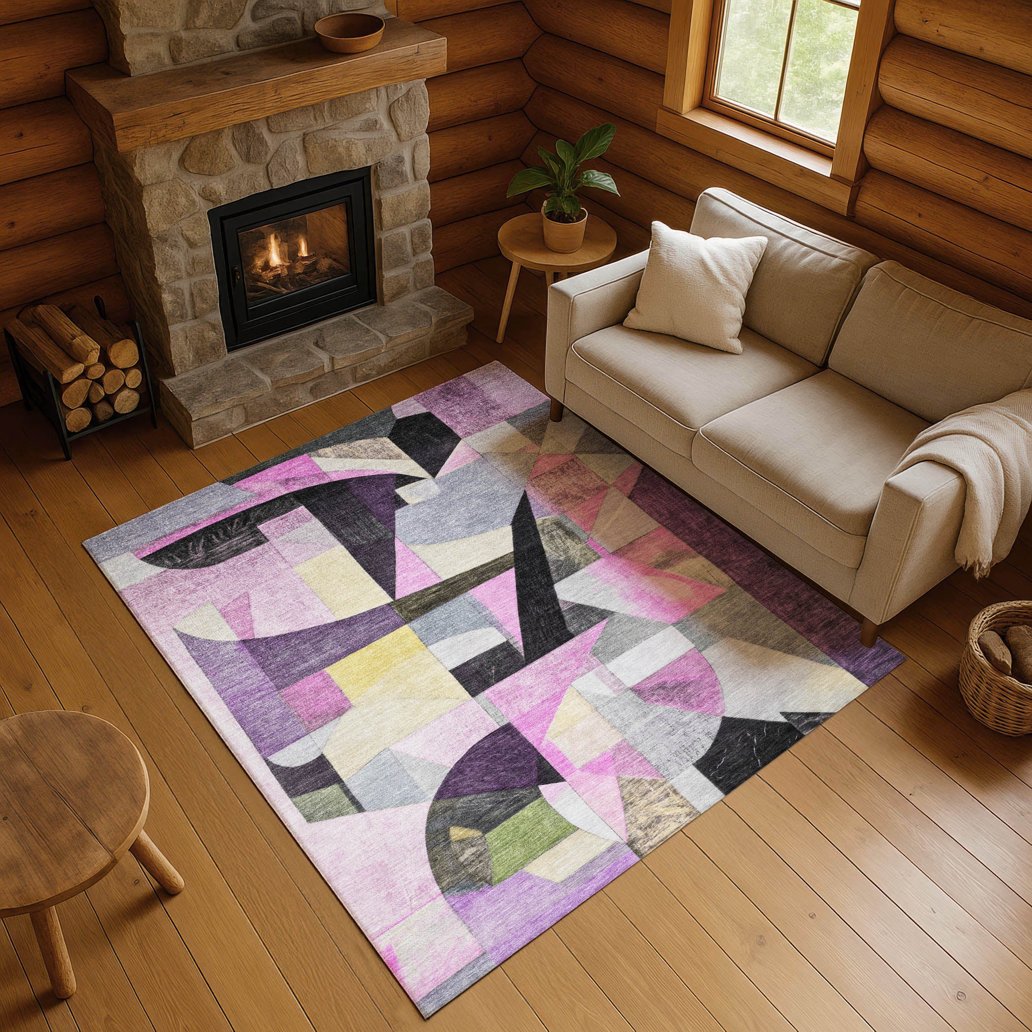 Lucerne Machine Washable Transitional Purple Rug 2'6" x 3'10" #shape_Rectangle