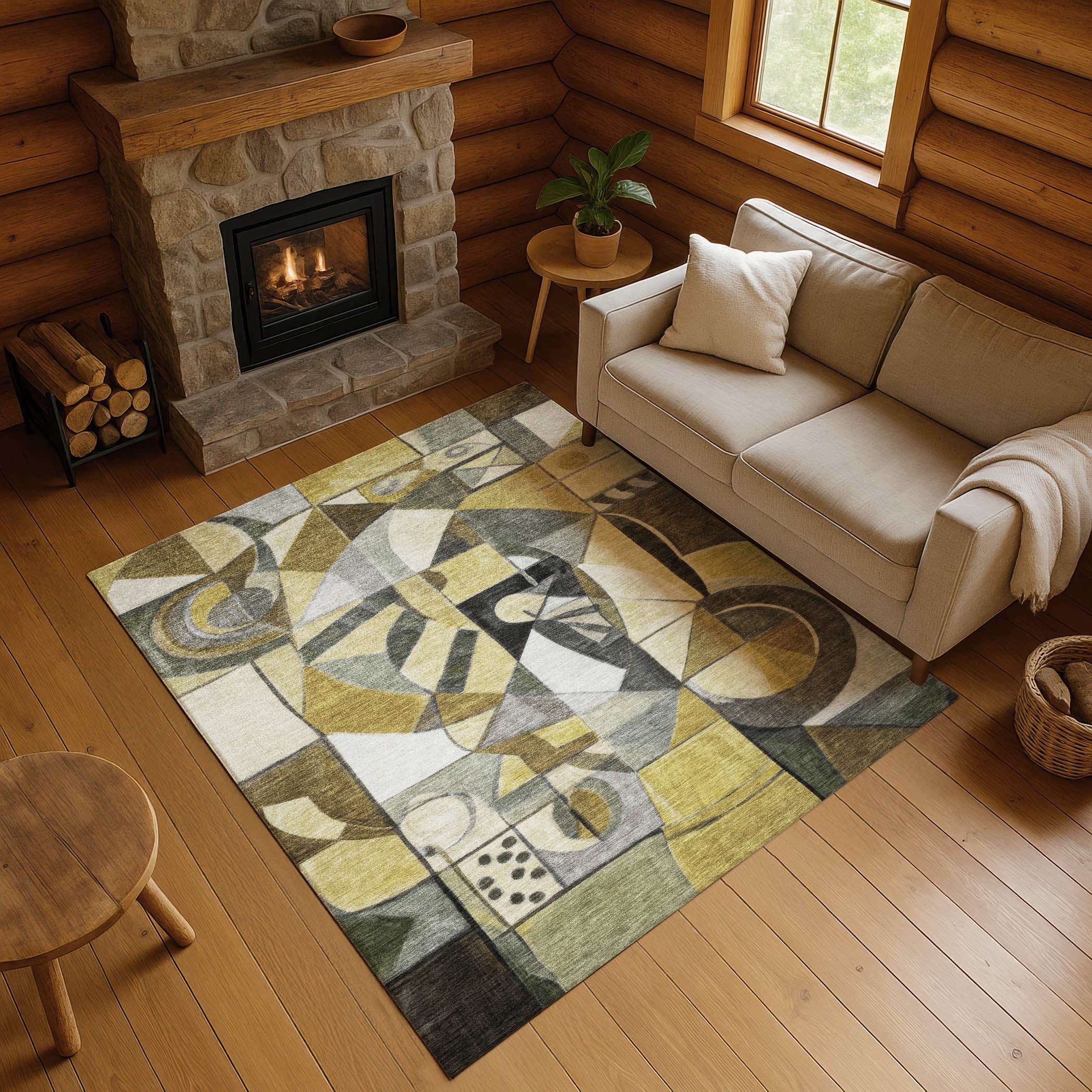 Queenstown Machine Washable Transitional Brown Rug 2'6" x 3'10" #shape_Rectangle