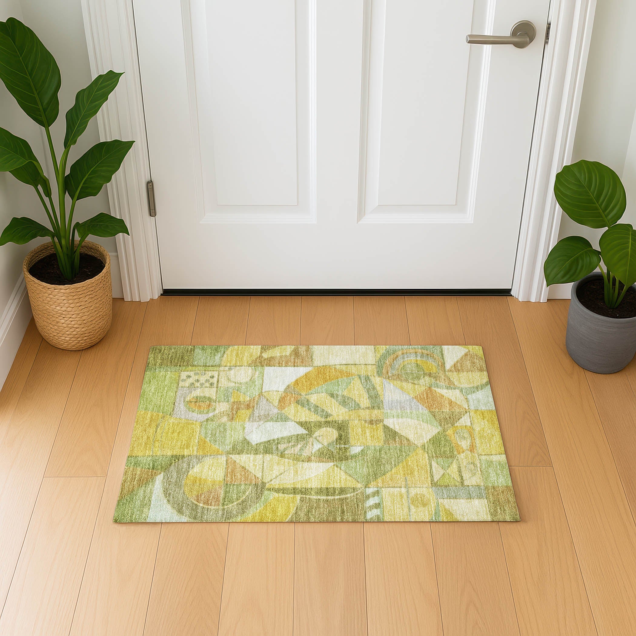 Queenstown Machine Washable Transitional Fern Green Rug 1'8" x 2'6" #shape_Rectangle