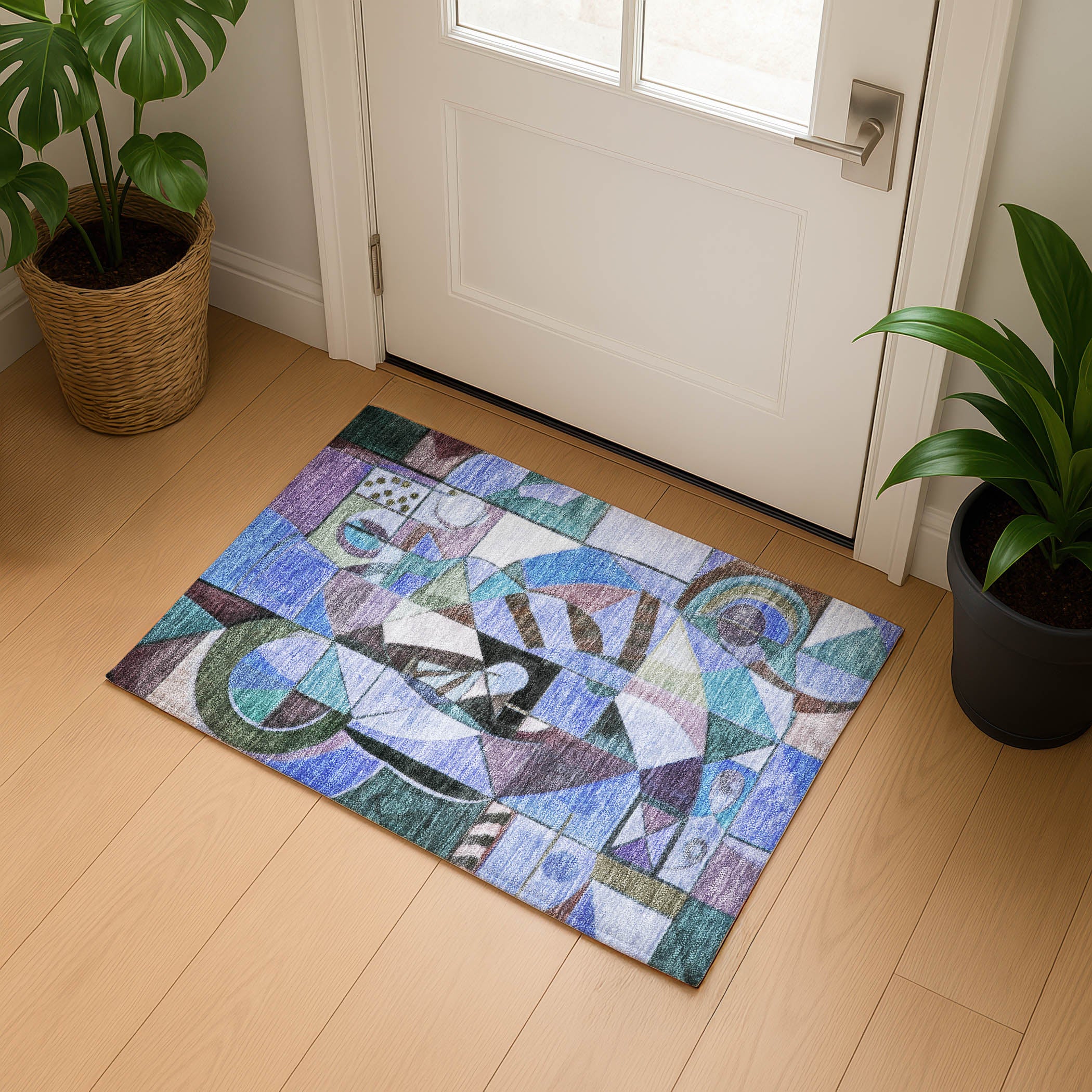 Queenstown Machine Washable Transitional Green Rug 1'8" x 2'6" #shape_Rectangle