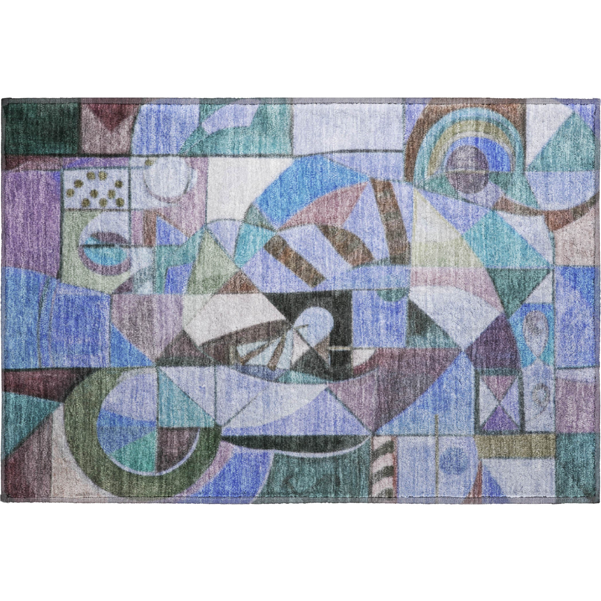 Queenstown Machine Washable Transitional Green Rug 1'8" x 2'6" #shape_Rectangle