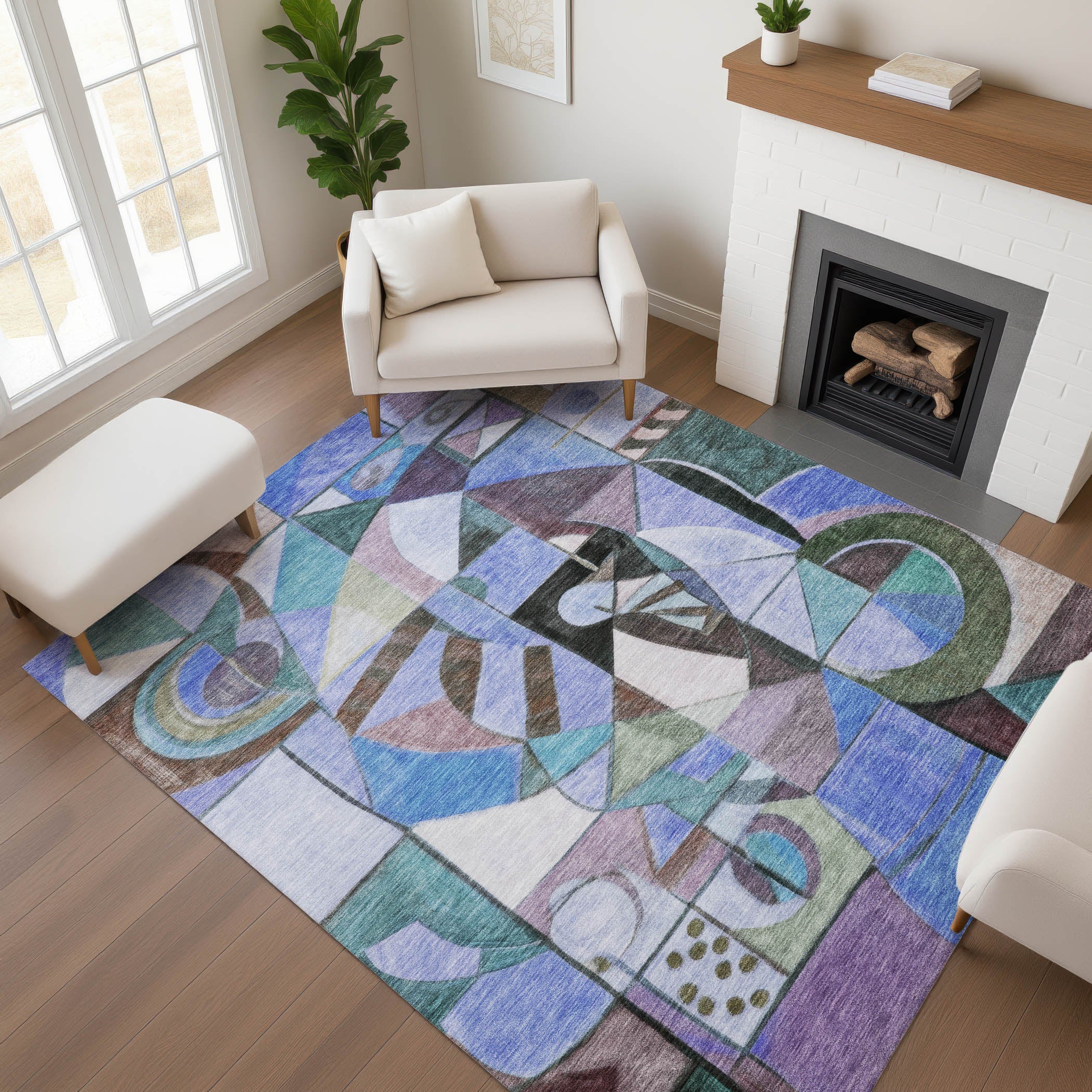 Queenstown Machine Washable Transitional Green Rug 2'6" x 3'10" #shape_Rectangle