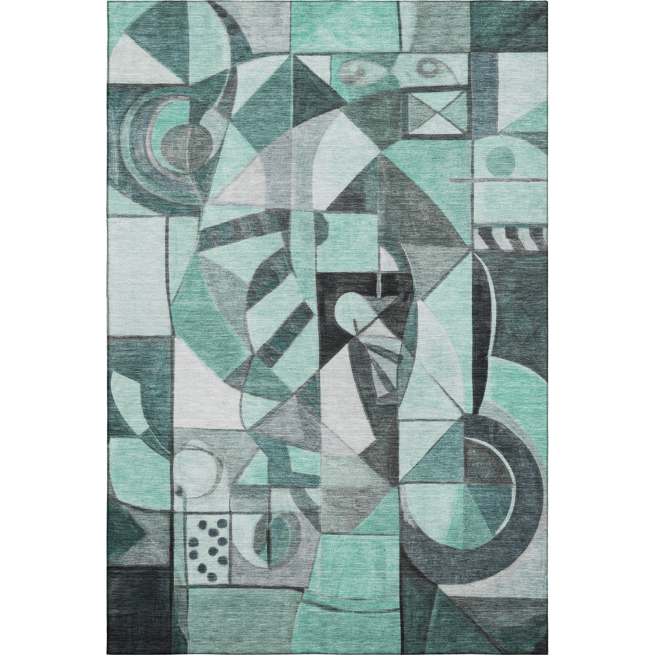 Queenstown Machine Washable Transitional Teal Rug 2'6" x 3'10" #shape_Rectangle