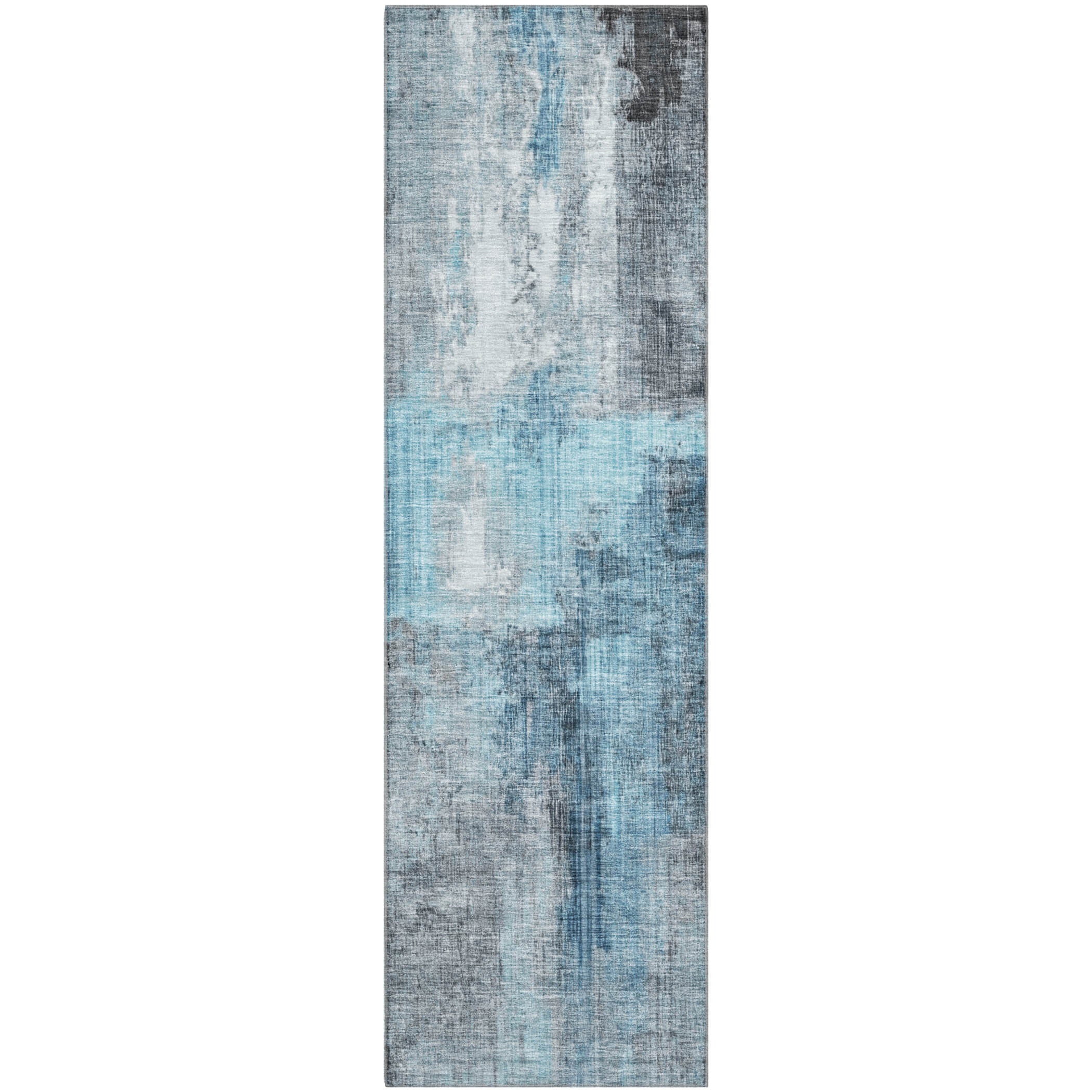 Luang Prabang Machine Washable Transitional Blue Rug 2'3" x 7'6" #shape_Runner