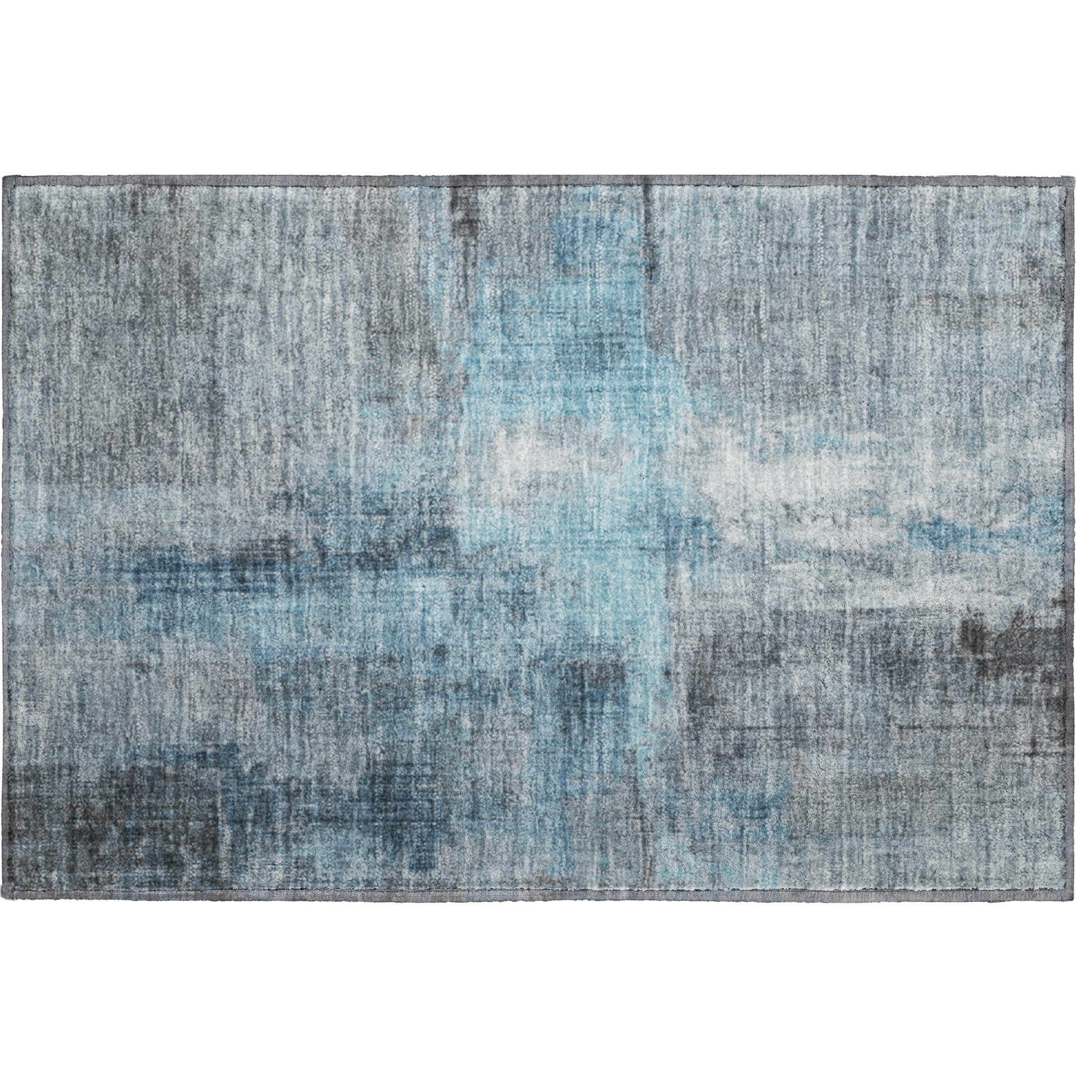 Luang Prabang Machine Washable Transitional Blue Rug 1'8" x 2'6" #shape_Rectangle