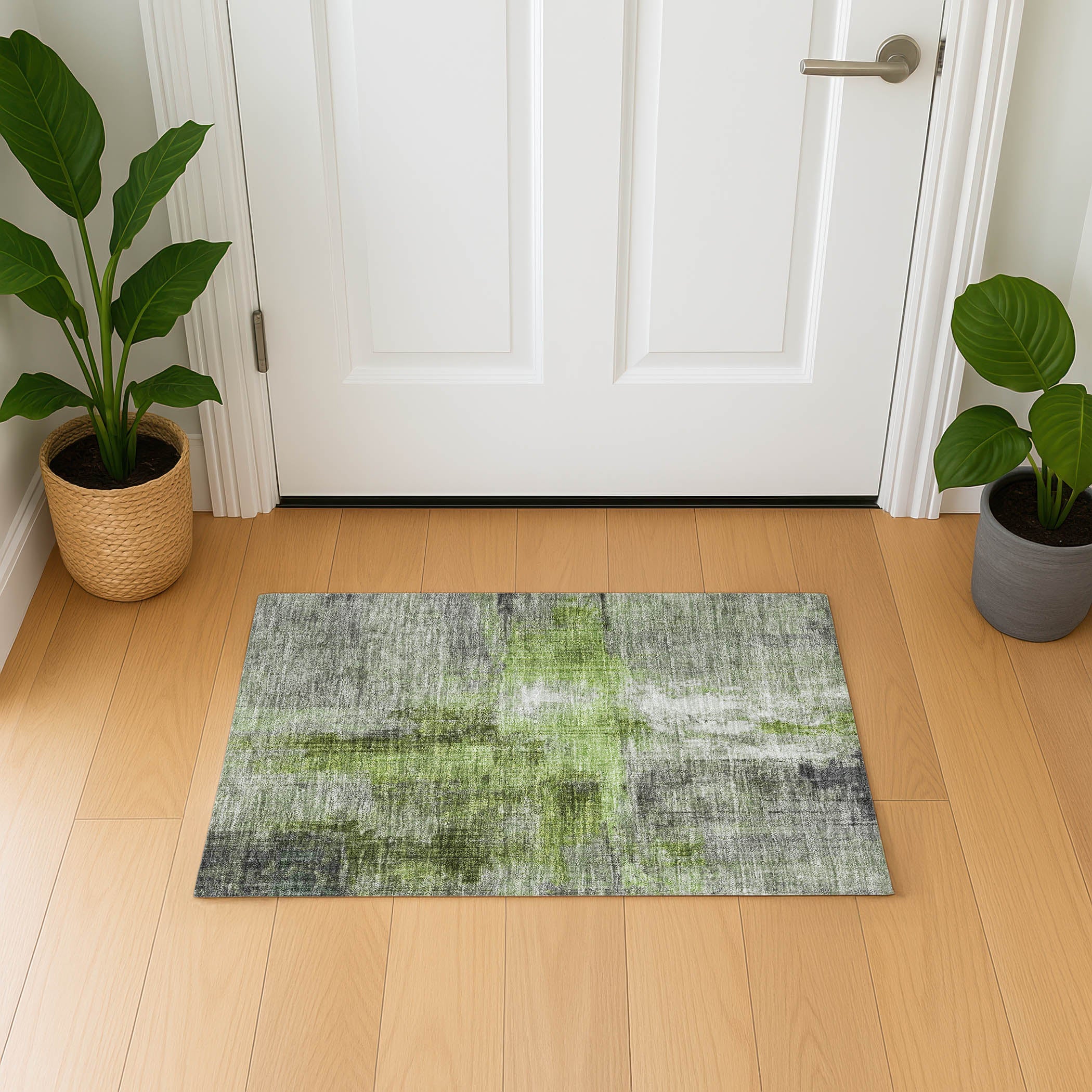 Luang Prabang Machine Washable Transitional Fern Green Rug 1'8" x 2'6" #shape_Rectangle