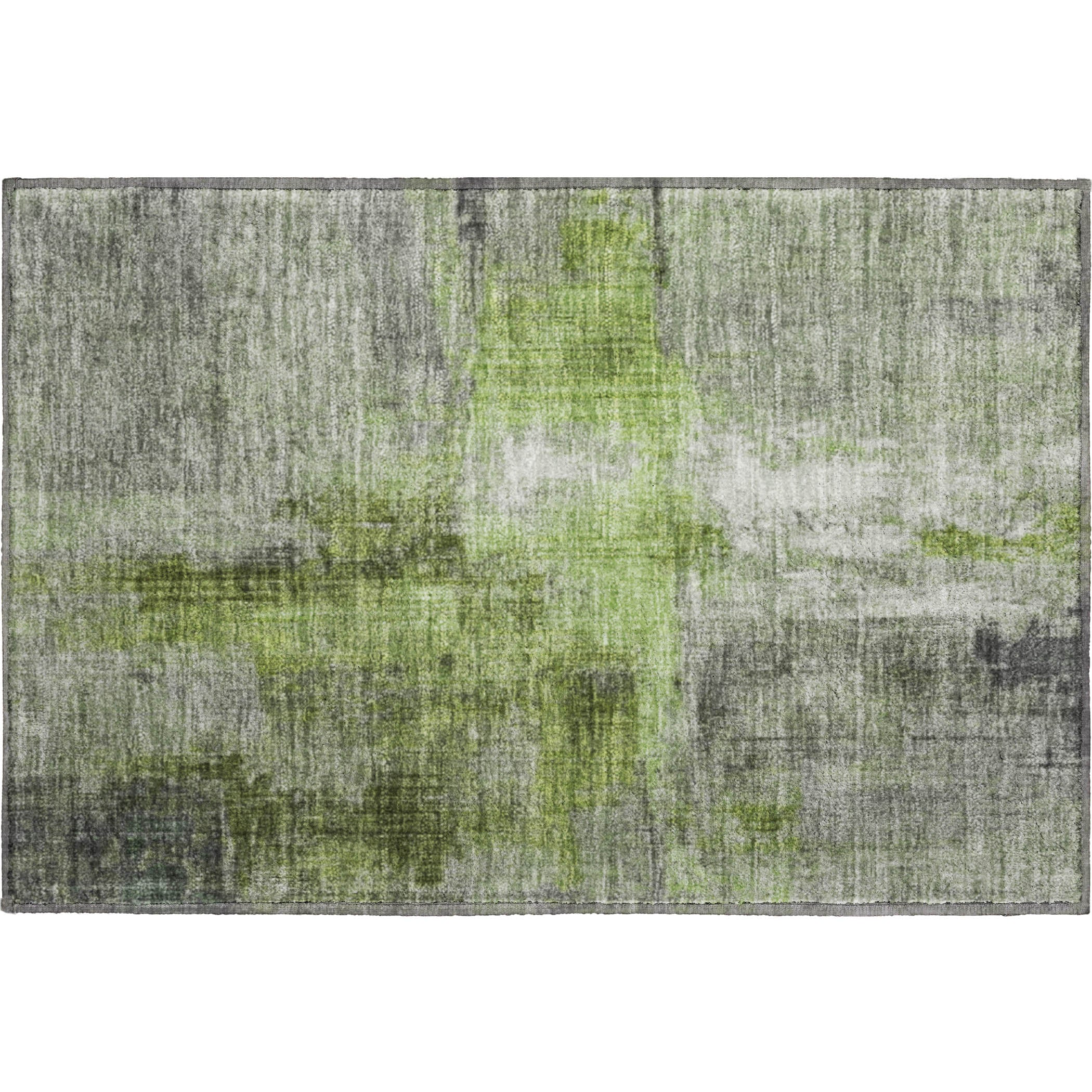 Luang Prabang Machine Washable Transitional Fern Green Rug 1'8" x 2'6" #shape_Rectangle