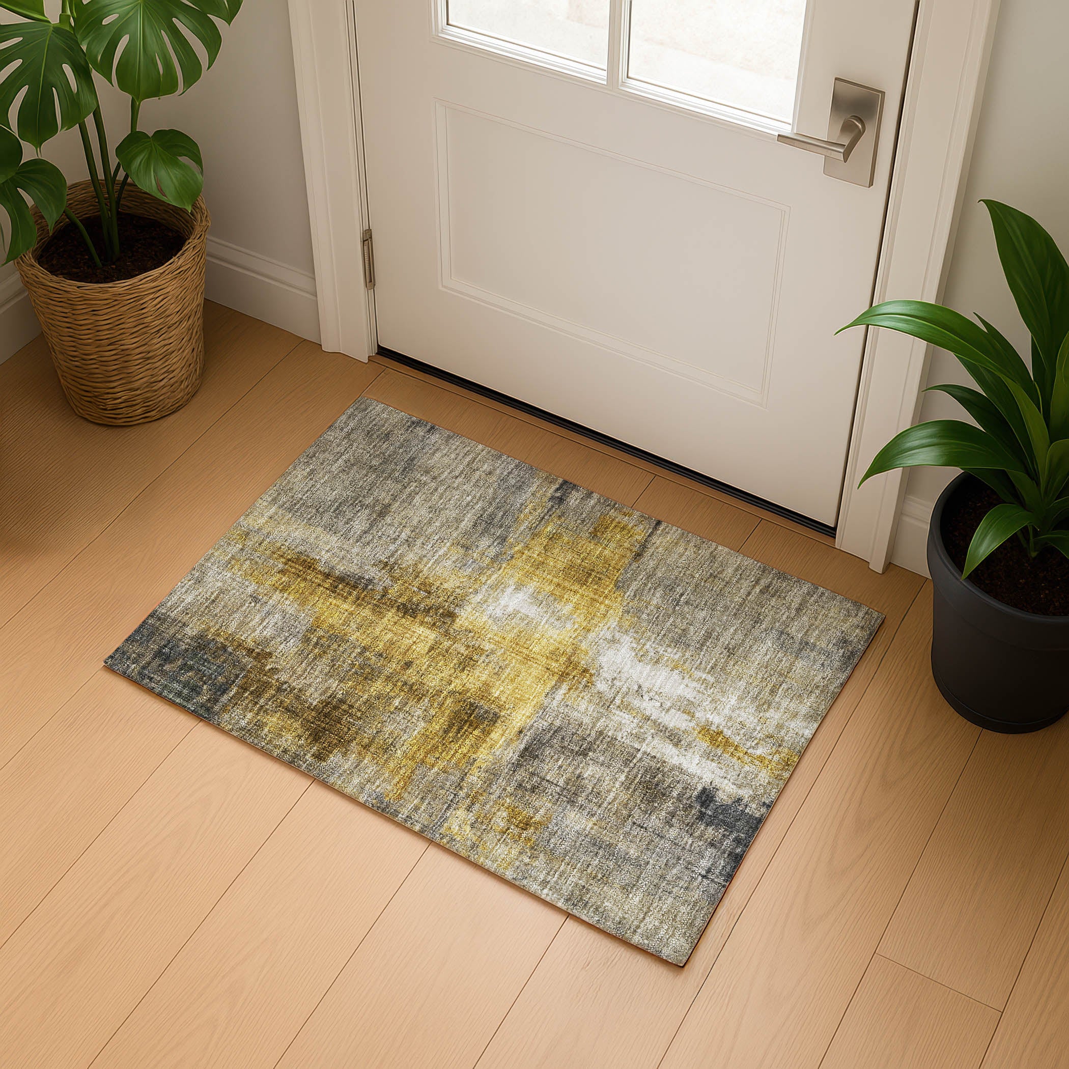 Luang Prabang Machine Washable Transitional Granite Gray Rug 1'8" x 2'6" #shape_Rectangle