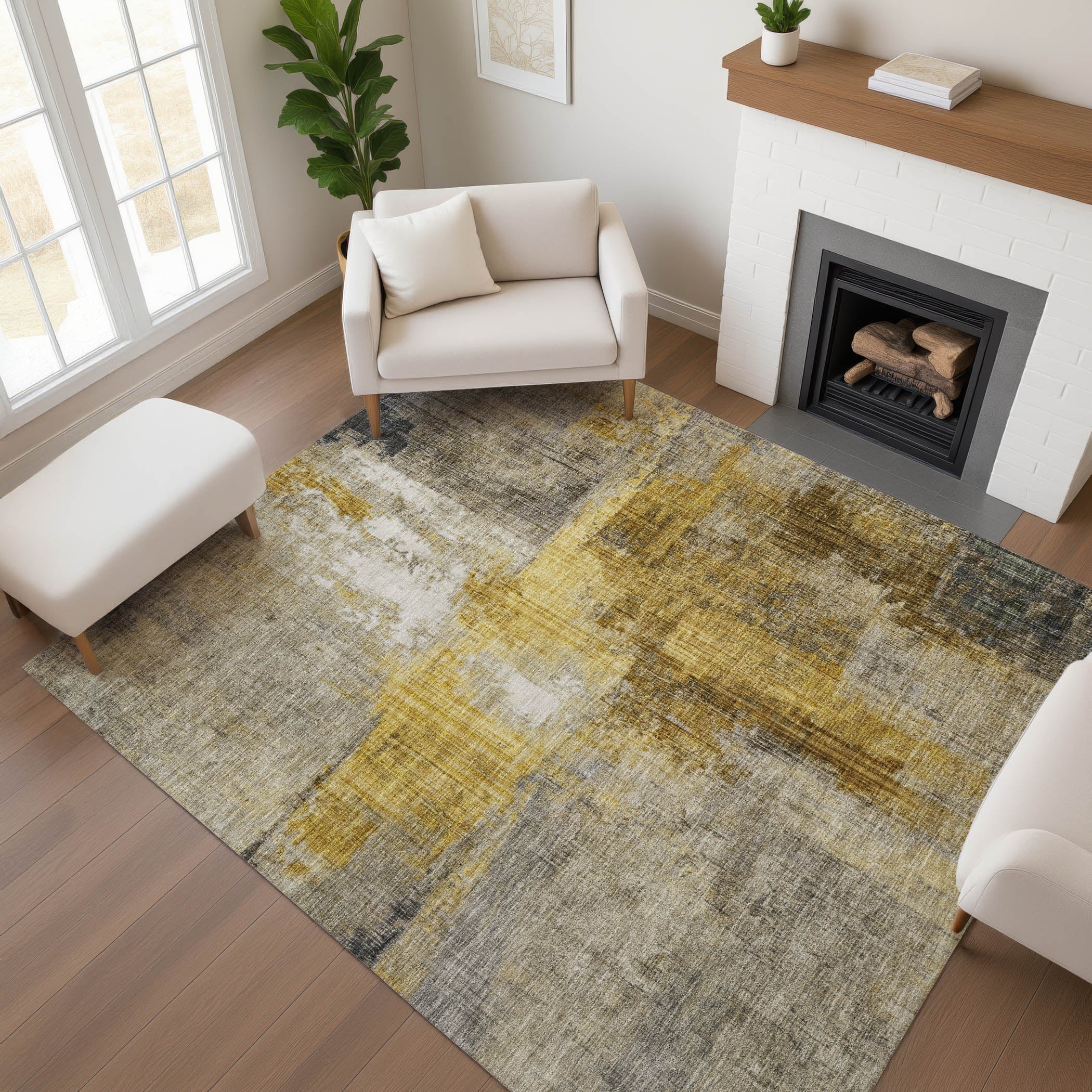 Luang Prabang Machine Washable Transitional Granite Gray Rug 2'6" x 3'10" #shape_Rectangle