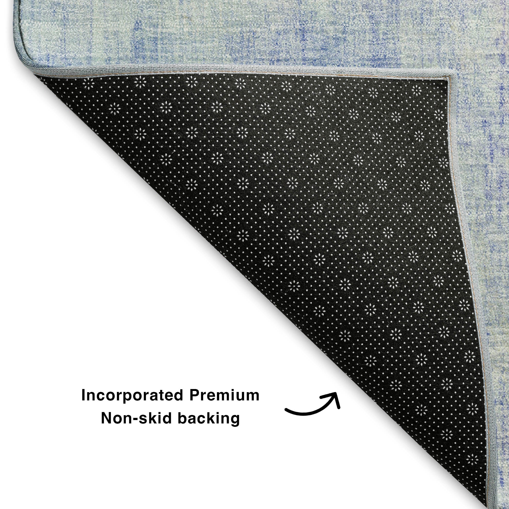 Luang Prabang Machine Washable Transitional Sky Blue Rug 1'8" x 2'6" #shape_Rectangle