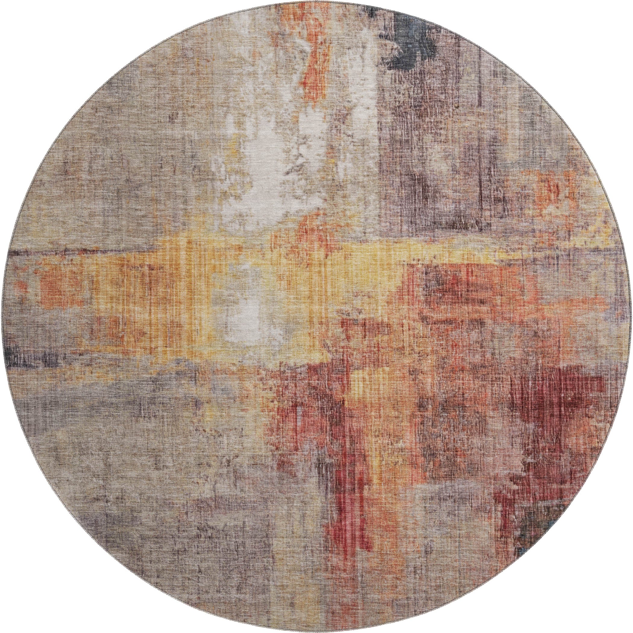 Luang Prabang Machine Washable Transitional Taupe Brown Rug 8' x 8' #shape_Round