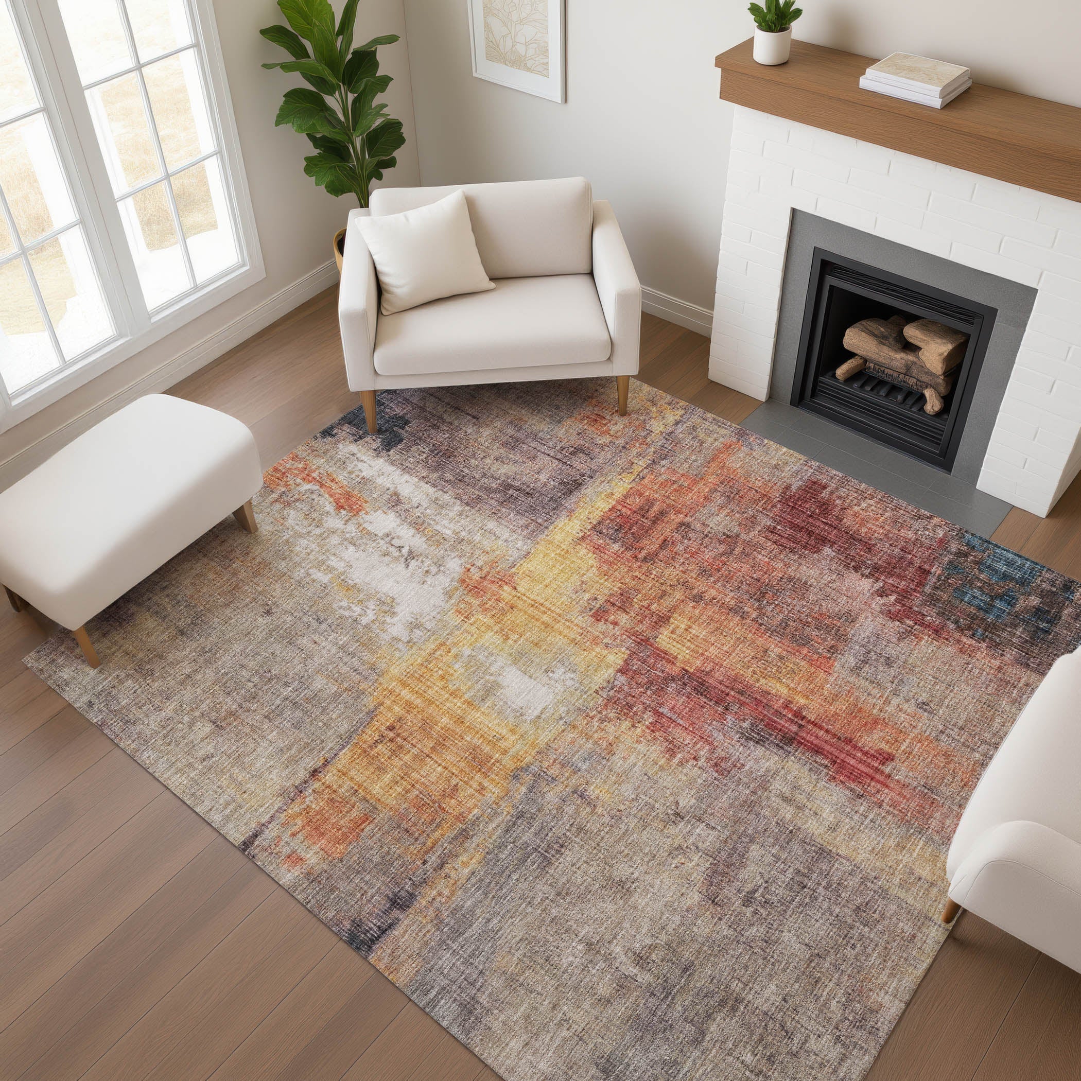 Luang Prabang Machine Washable Transitional Taupe Brown Rug 2'6" x 3'10" #shape_Rectangle