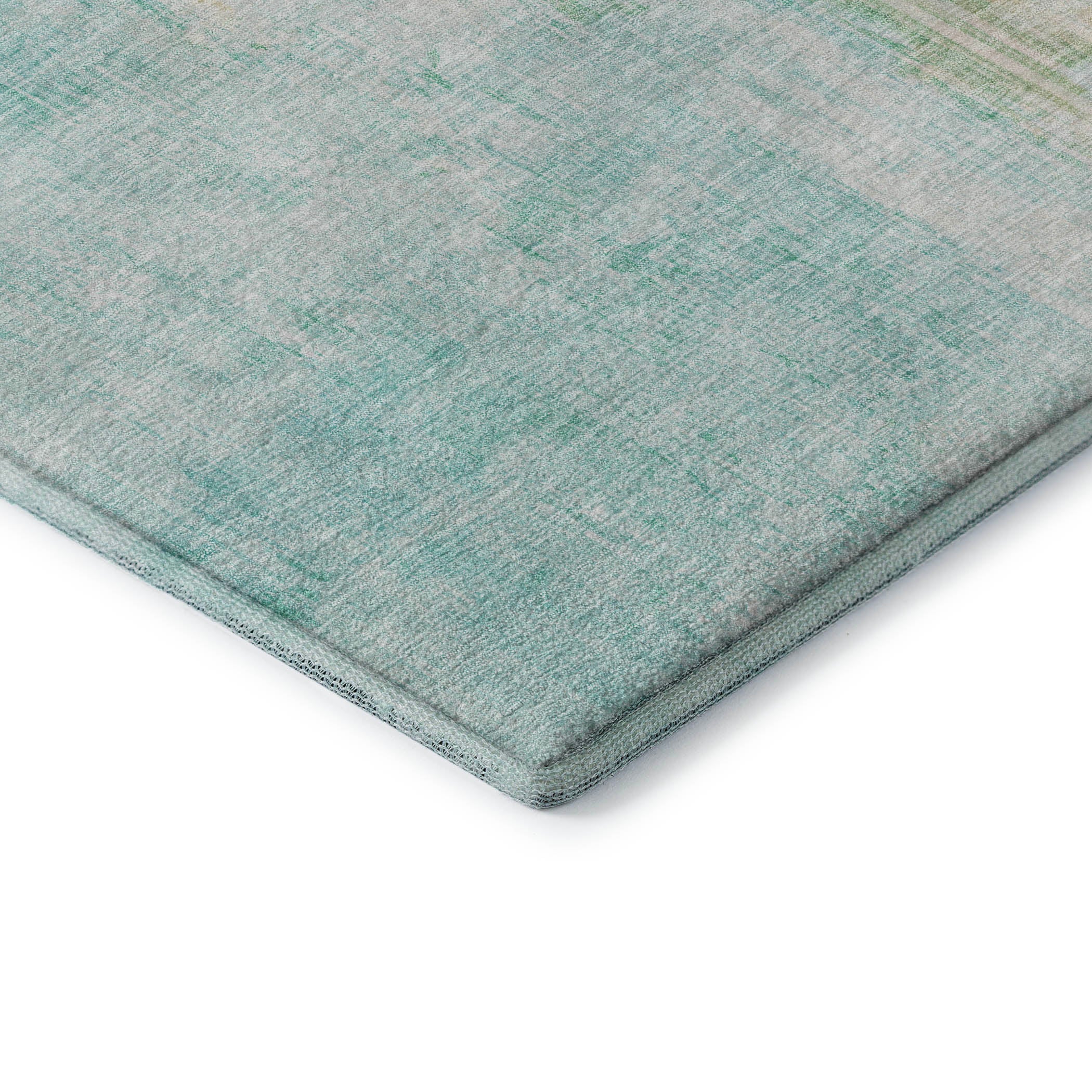 Luang Prabang Machine Washable Transitional Teal Rug 1'8" x 2'6" #shape_Rectangle
