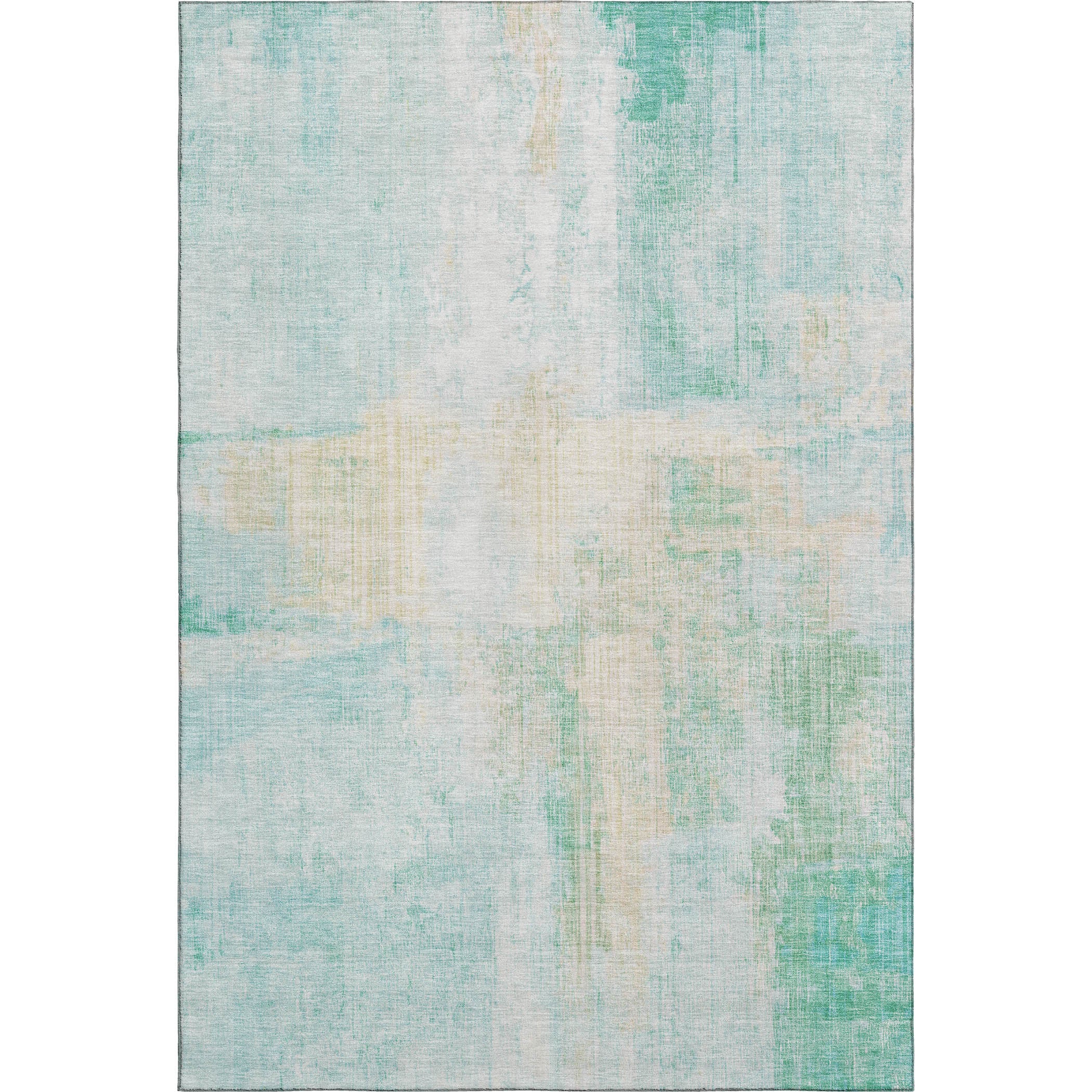 Luang Prabang Machine Washable Transitional Teal Rug 2'6" x 3'10" #shape_Rectangle
