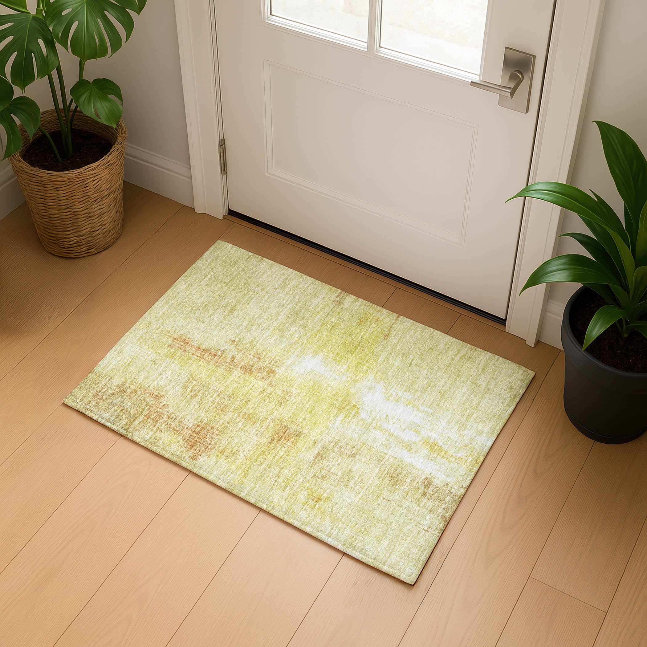 Luang Prabang Machine Washable Transitional Wheat Gold Rug 1'8" x 2'6" #shape_Rectangle