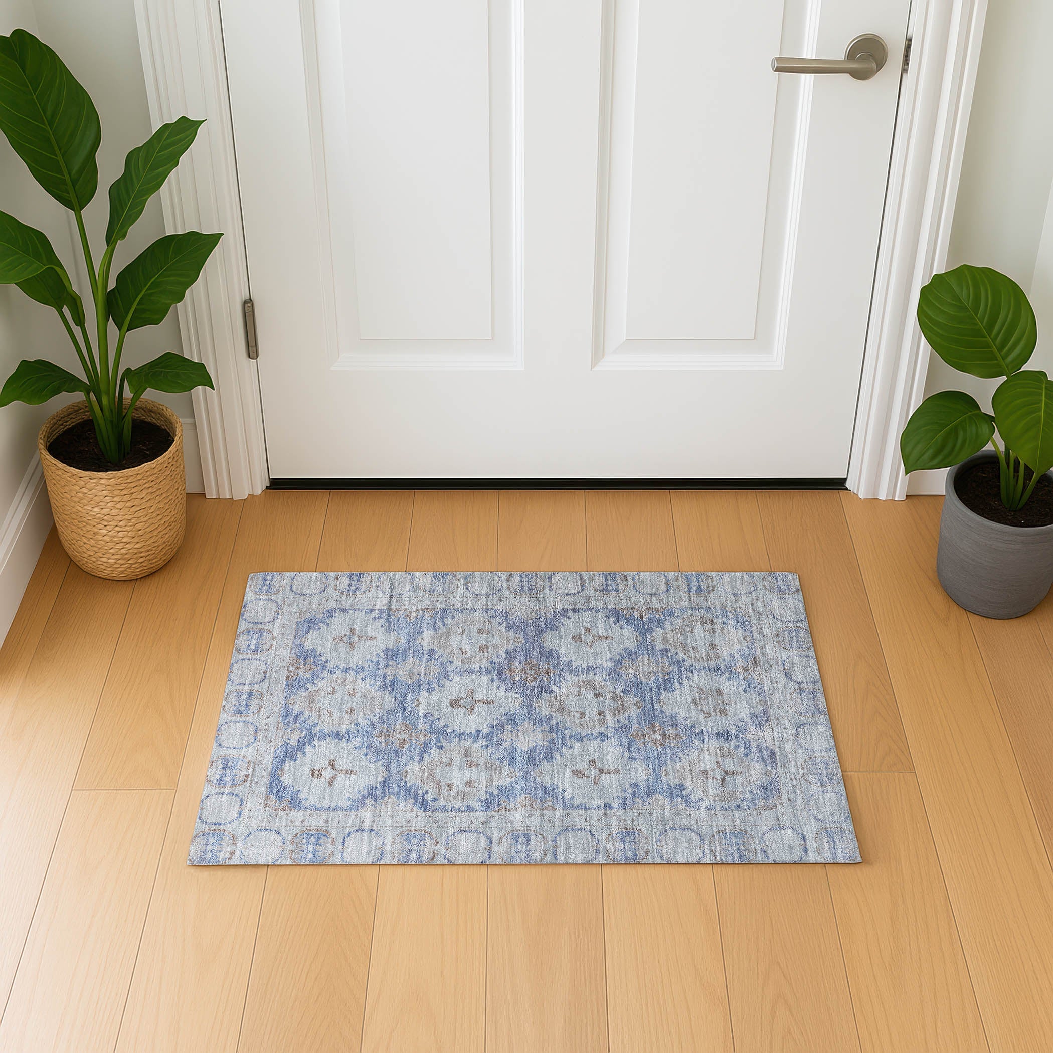 Chiang Mai Machine Washable Transitional Blue Rug 1'8" x 2'6" #shape_Rectangle