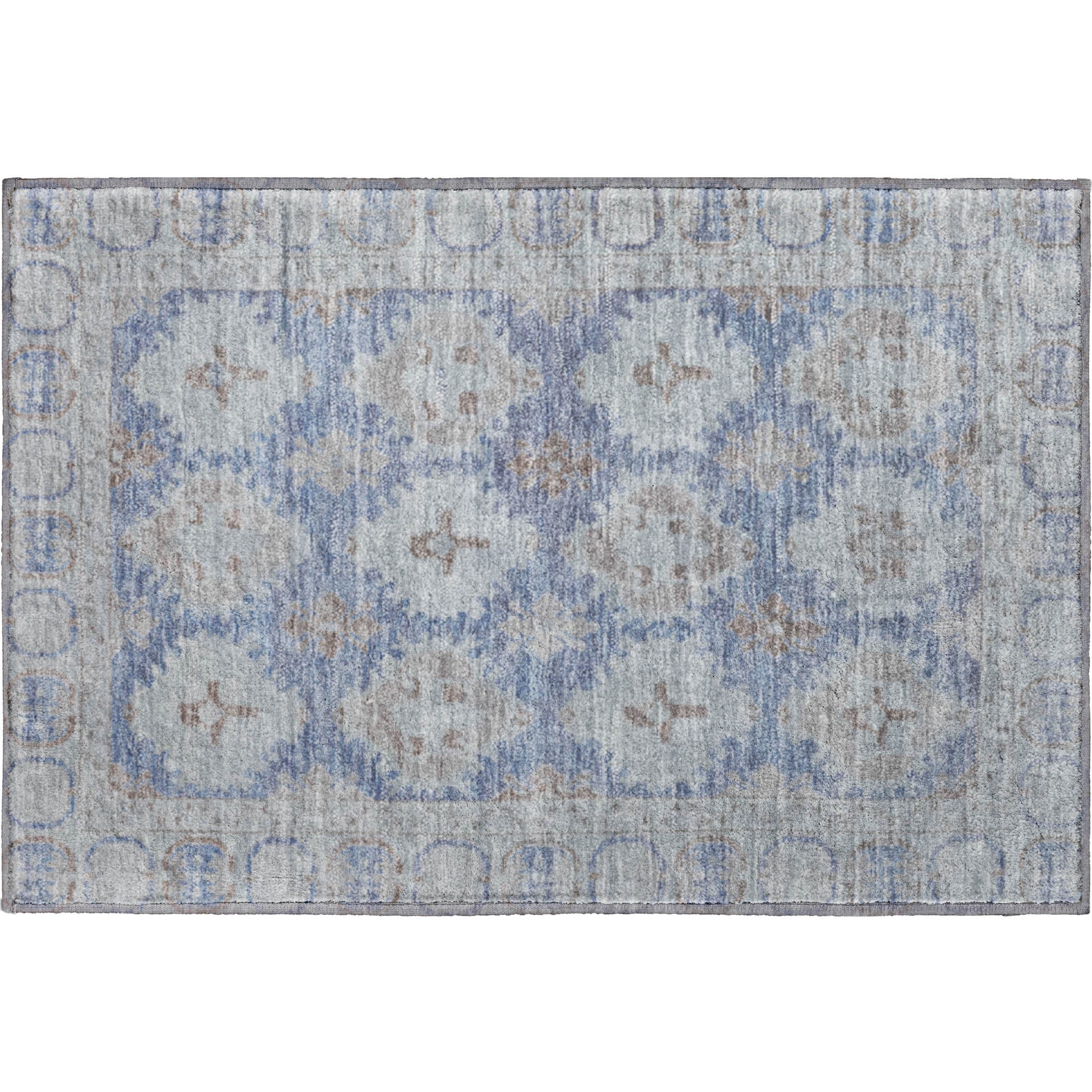 Chiang Mai Machine Washable Transitional Blue Rug 1'8" x 2'6" #shape_Rectangle