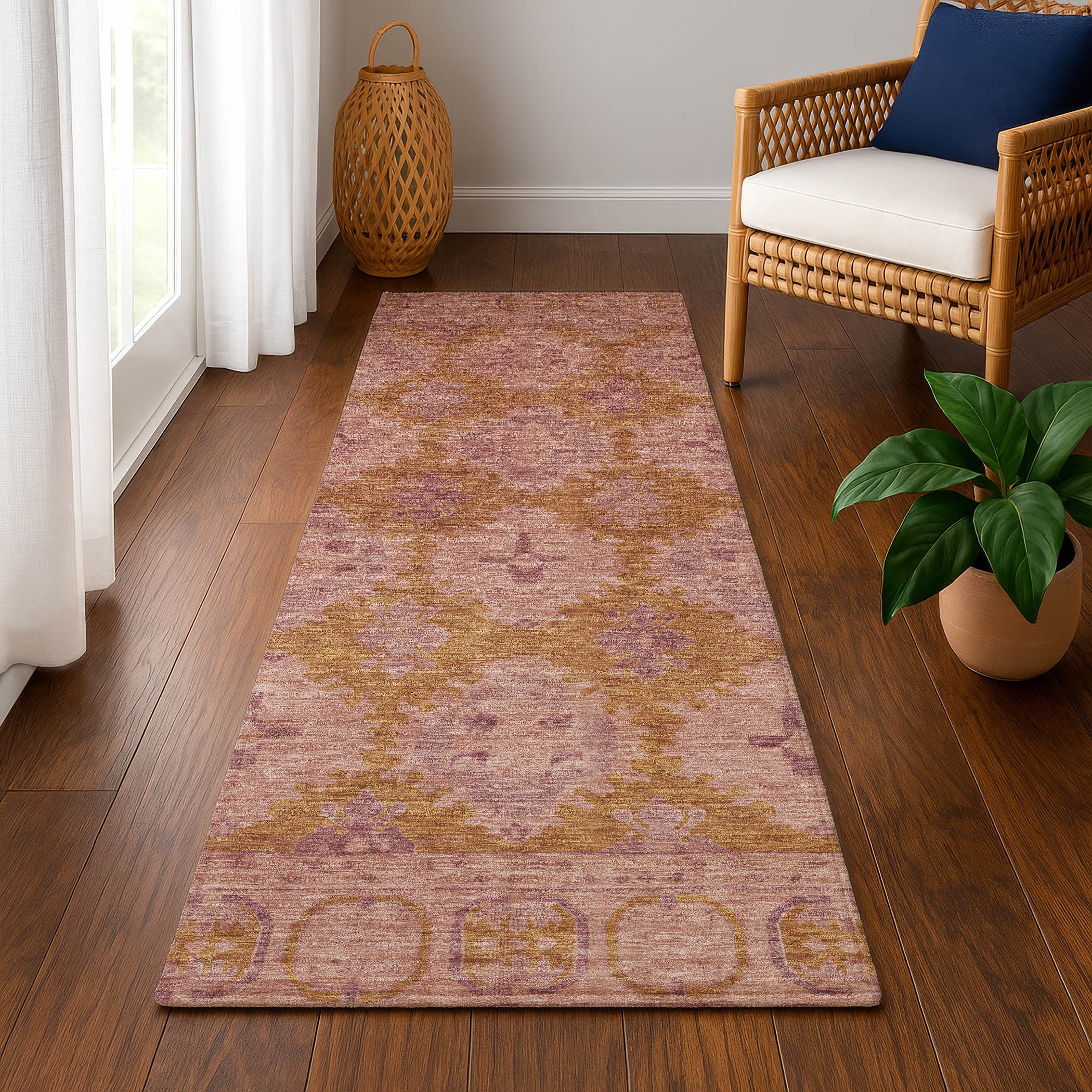Chiang Mai Machine Washable Transitional Blush Pink Rug 2'3" x 7'6" #shape_Runner