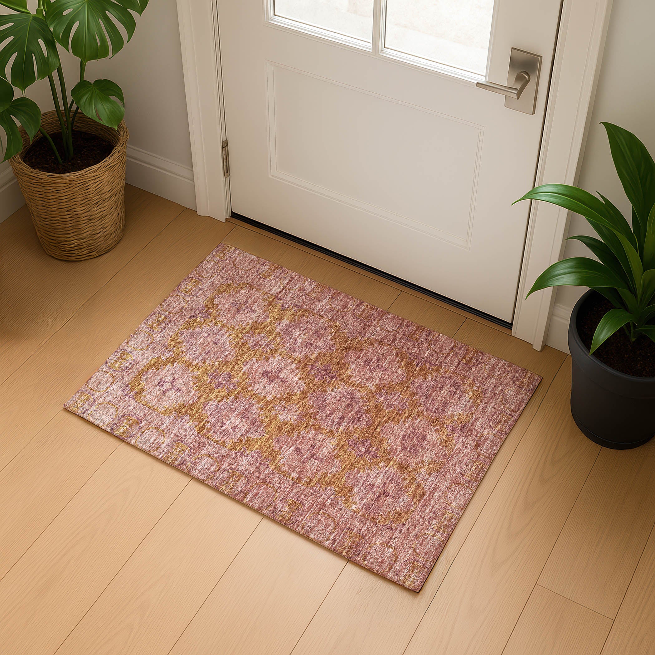 Chiang Mai Machine Washable Transitional Blush Pink Rug 1'8" x 2'6" #shape_Rectangle