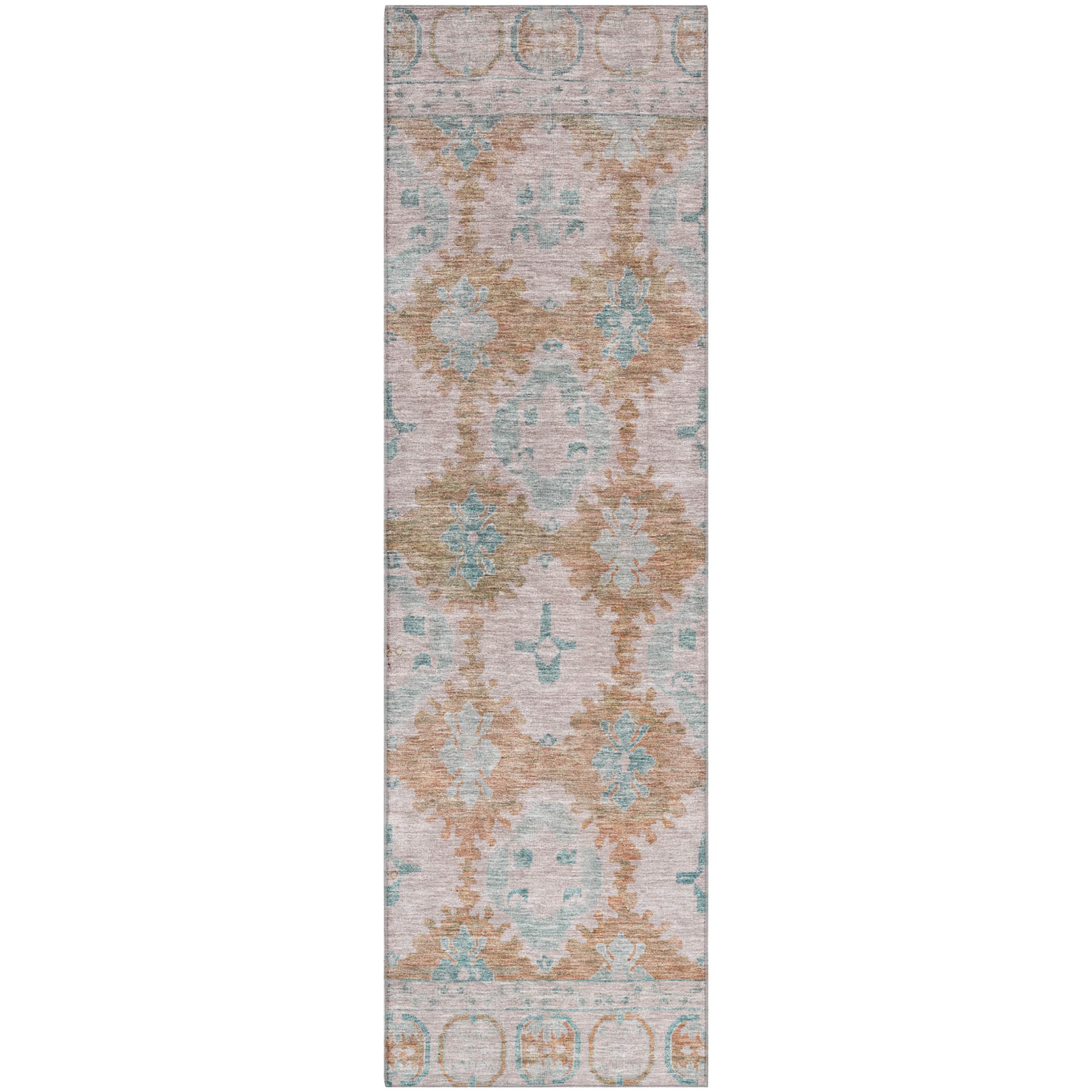 Chiang Mai Machine Washable Transitional Terracotta Orange Rug 2'3" x 7'6" #shape_Runner