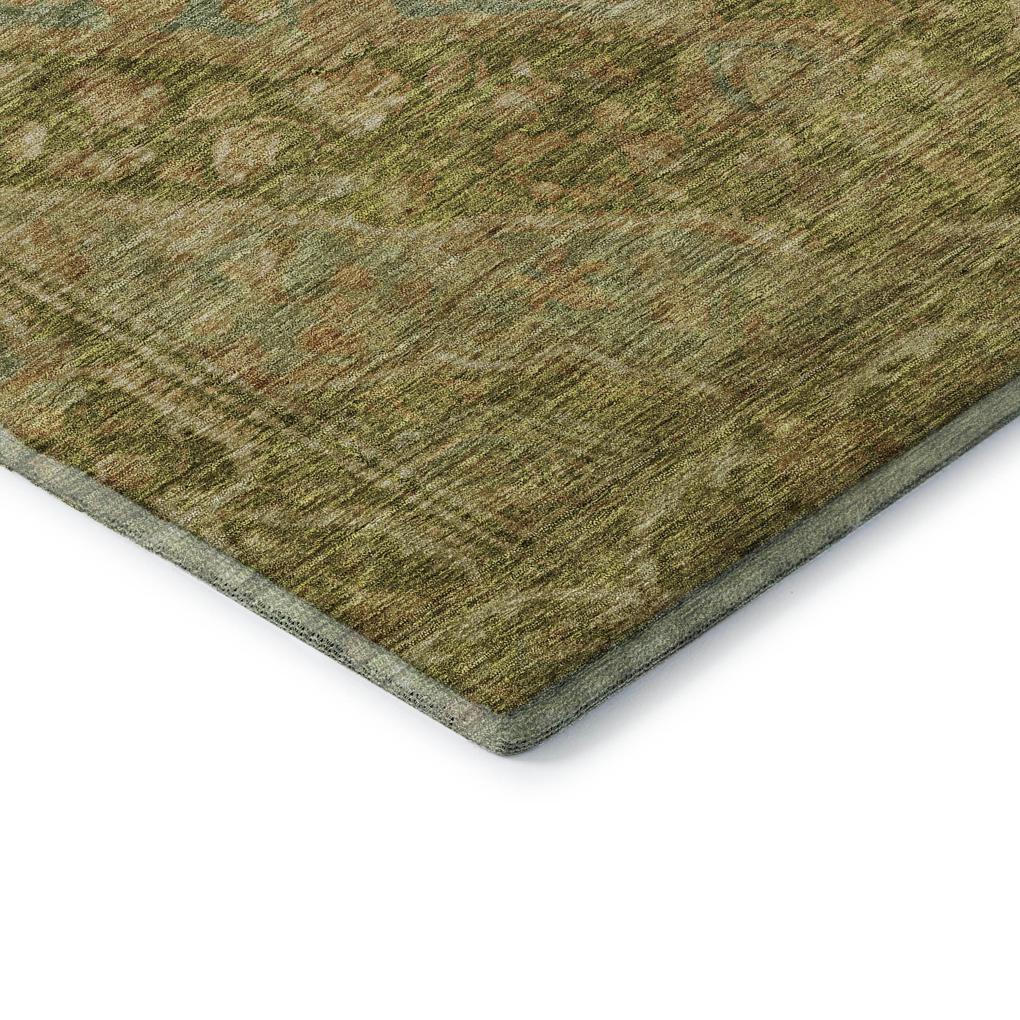 Porto Machine Washable Traditional Aloe Green Rug 1'8" x 2'6" #shape_Rectangle