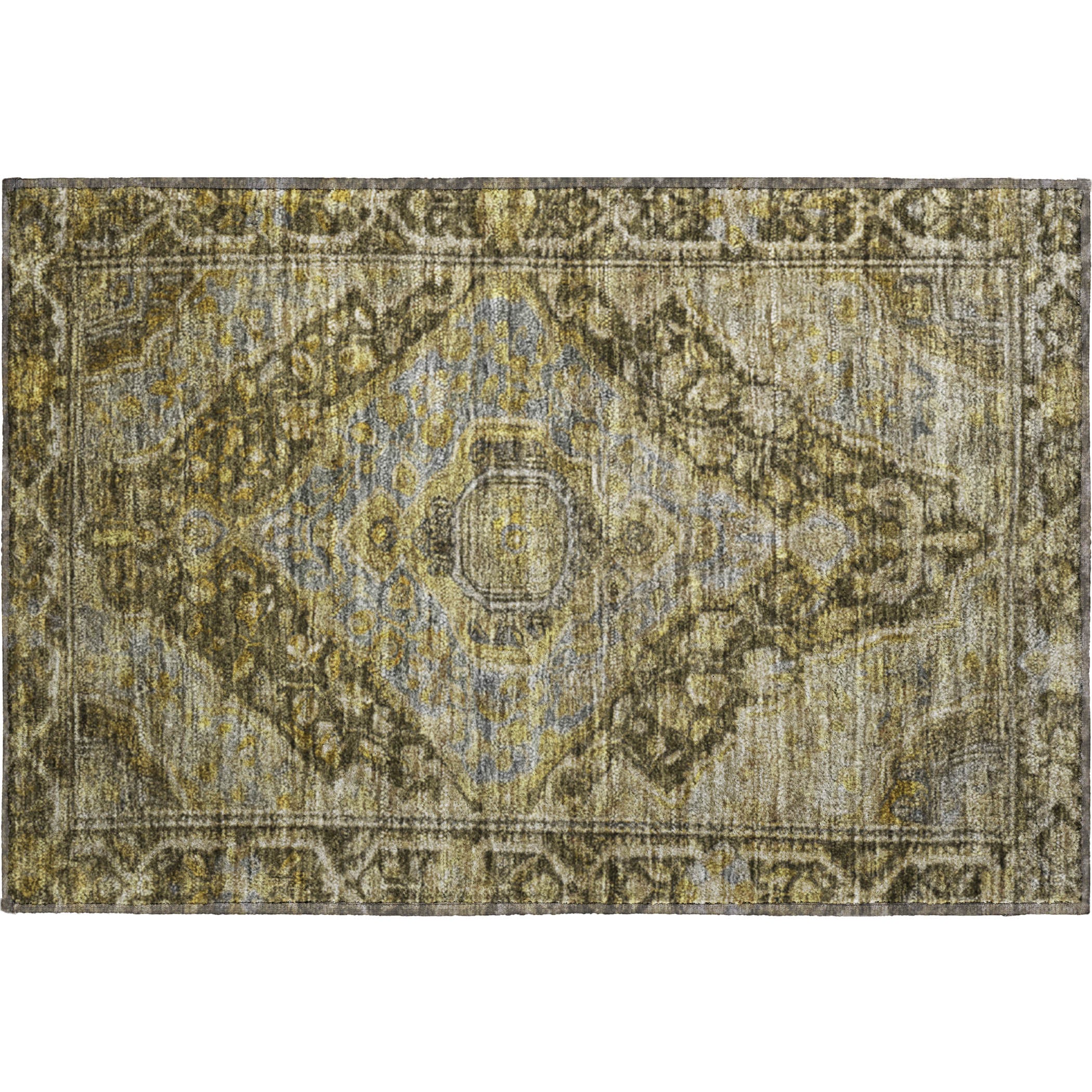 Porto Machine Washable Traditional Brown Rug 1'8" x 2'6" #shape_Rectangle