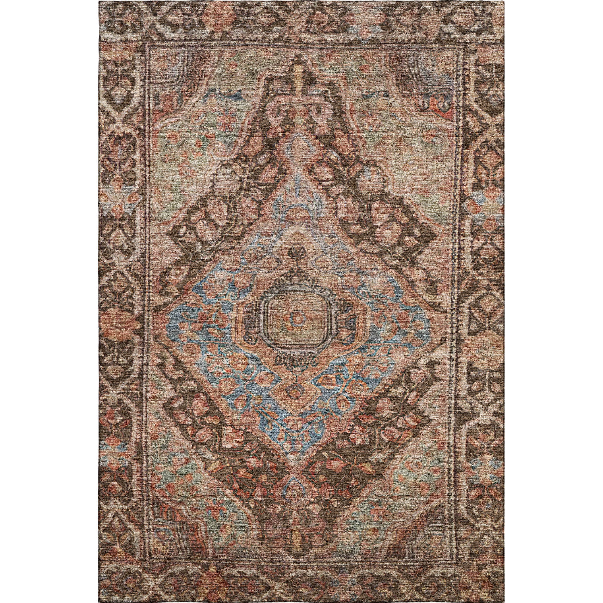 Porto Machine Washable Traditional Chocolate Brown Rug 2'6" x 3'10" #shape_Rectangle